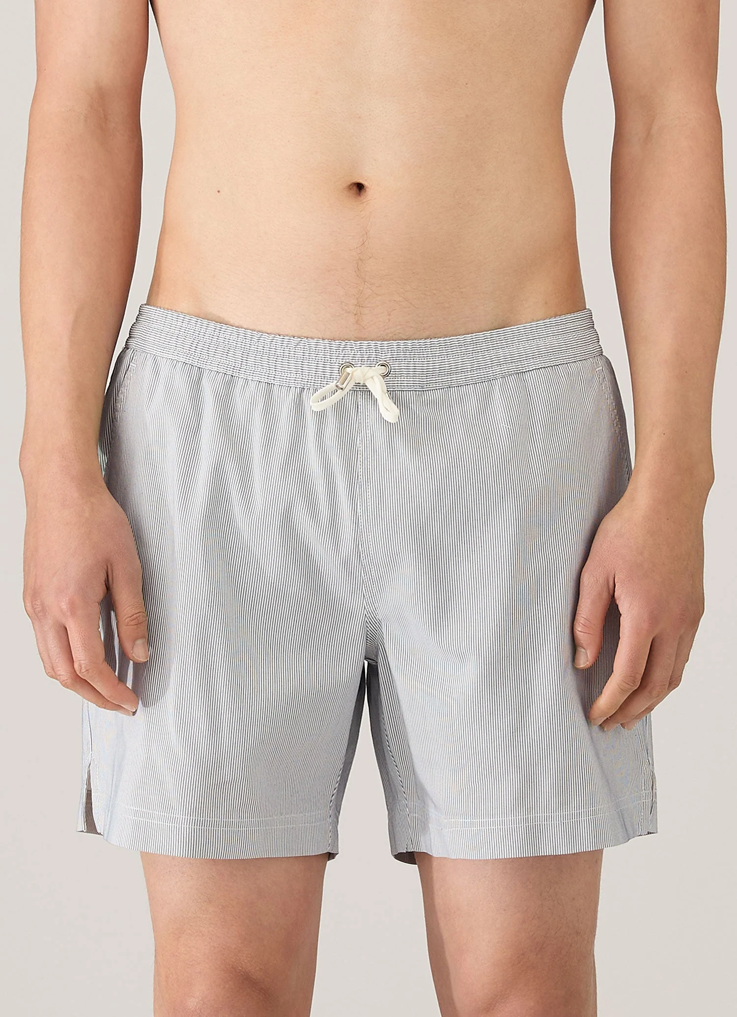 Men's Drawstring Swim Shorts in Navy/White - Image 2