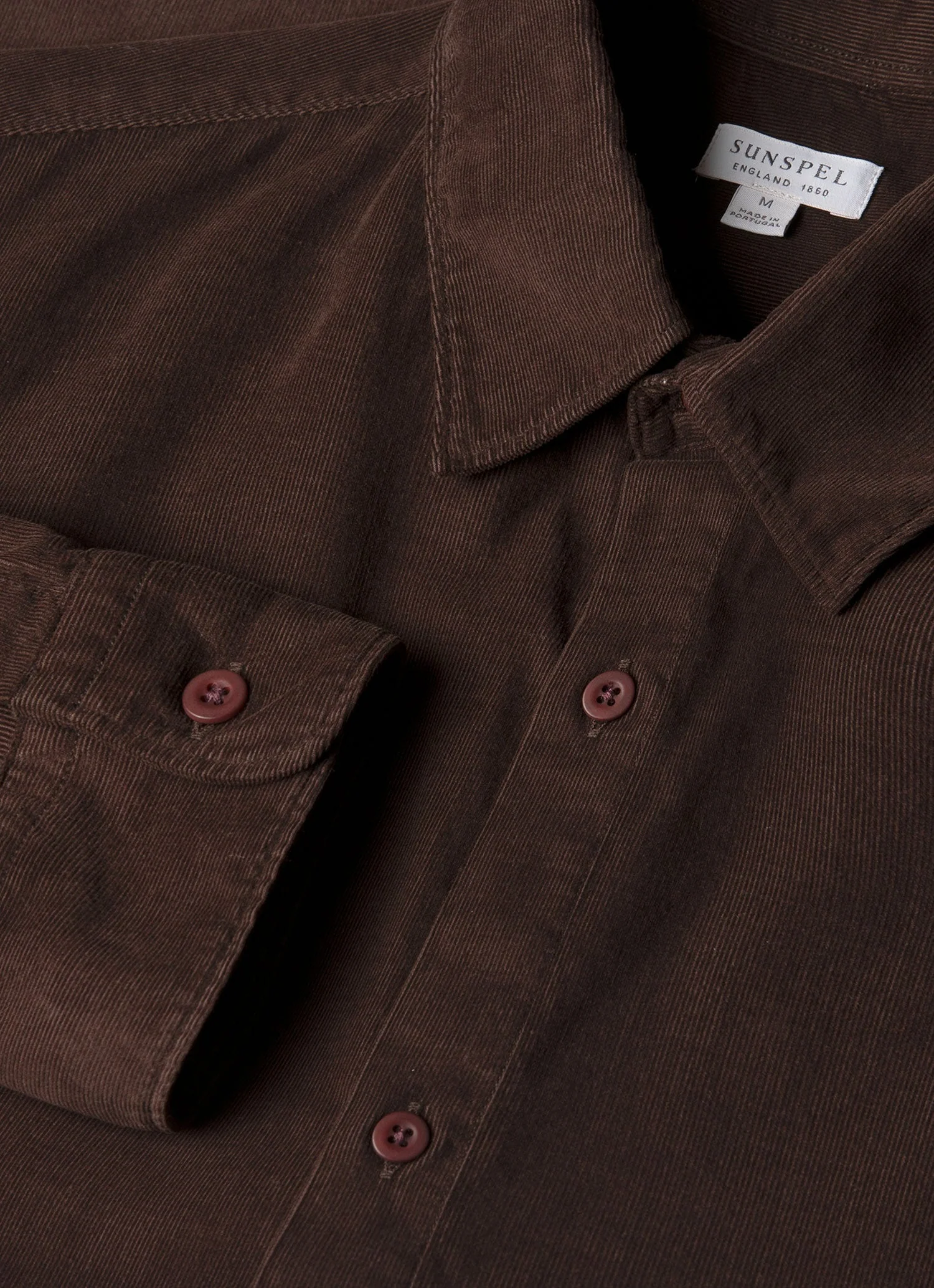 Men's Fine Cord Shirt in Truffle - Image 4