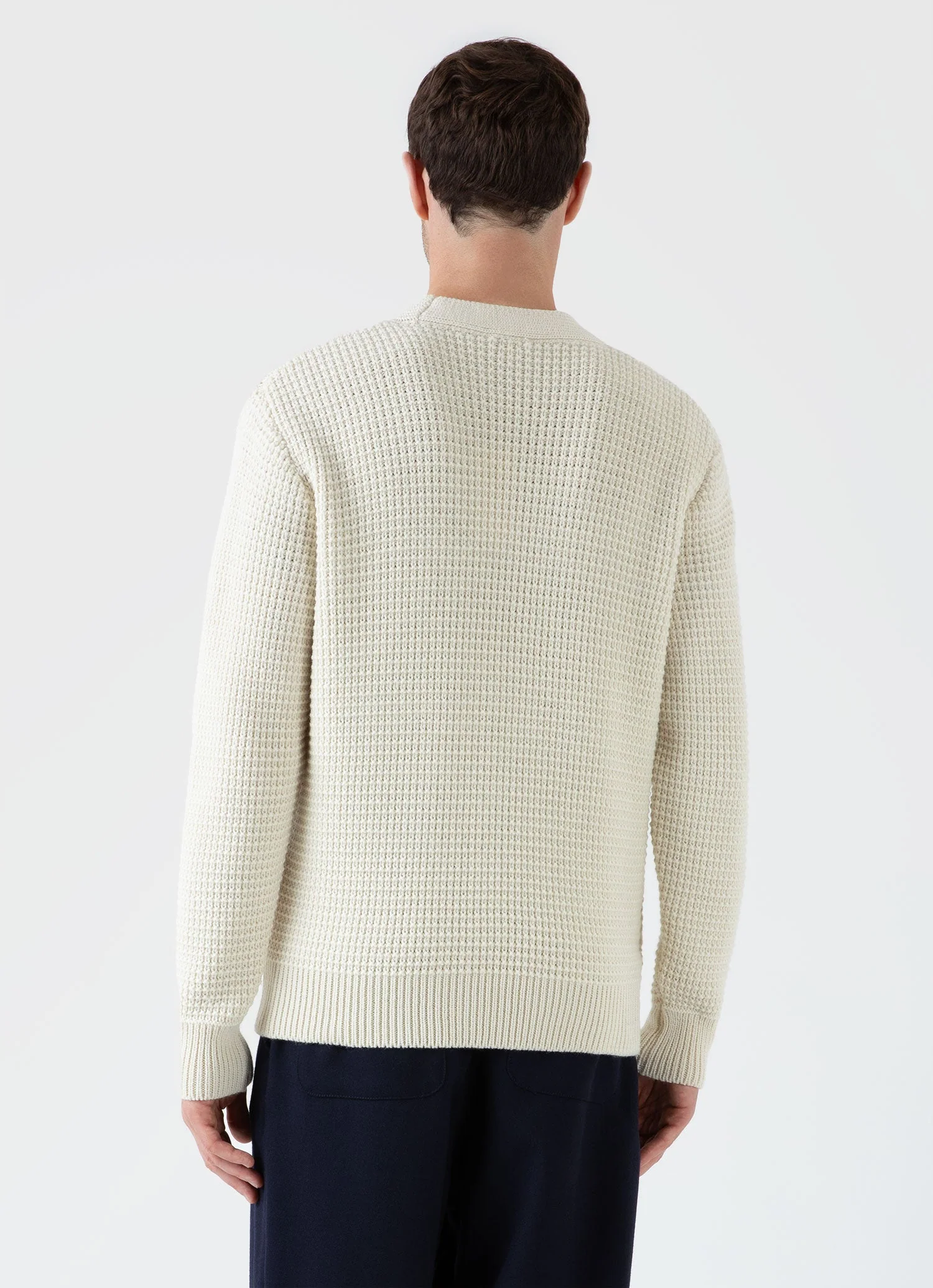 Men's Fisherman Cardigan in Ecru - Image 5