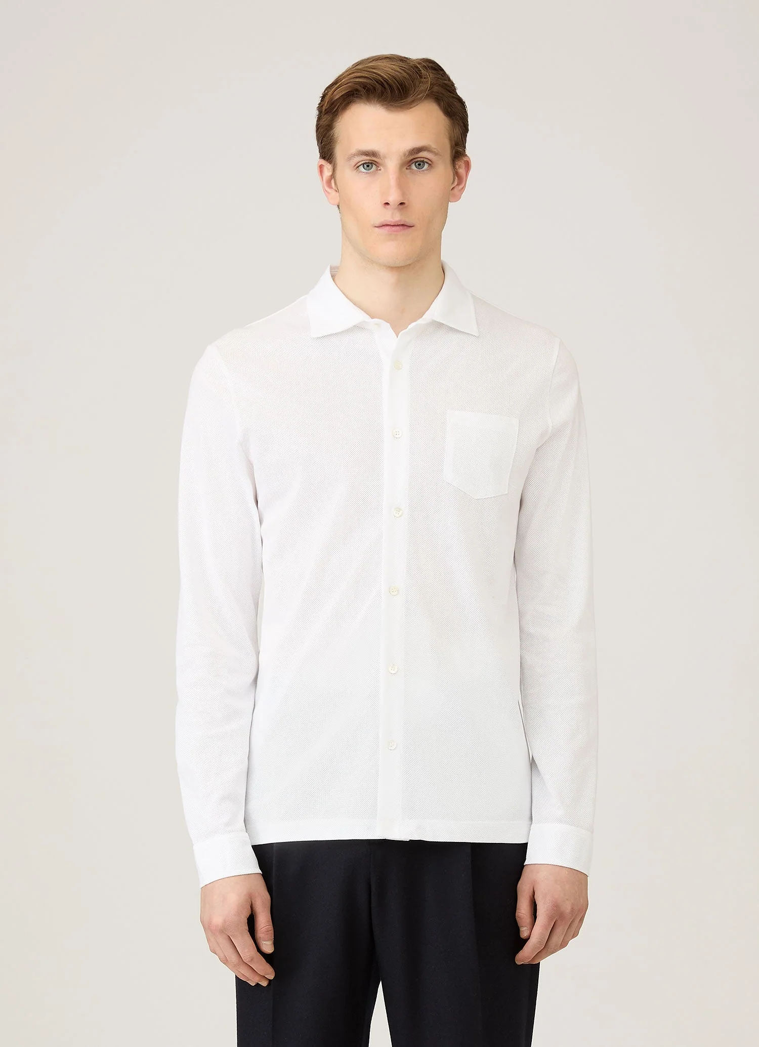 Men's Long Sleeve Riviera Shirt in White - Image 2