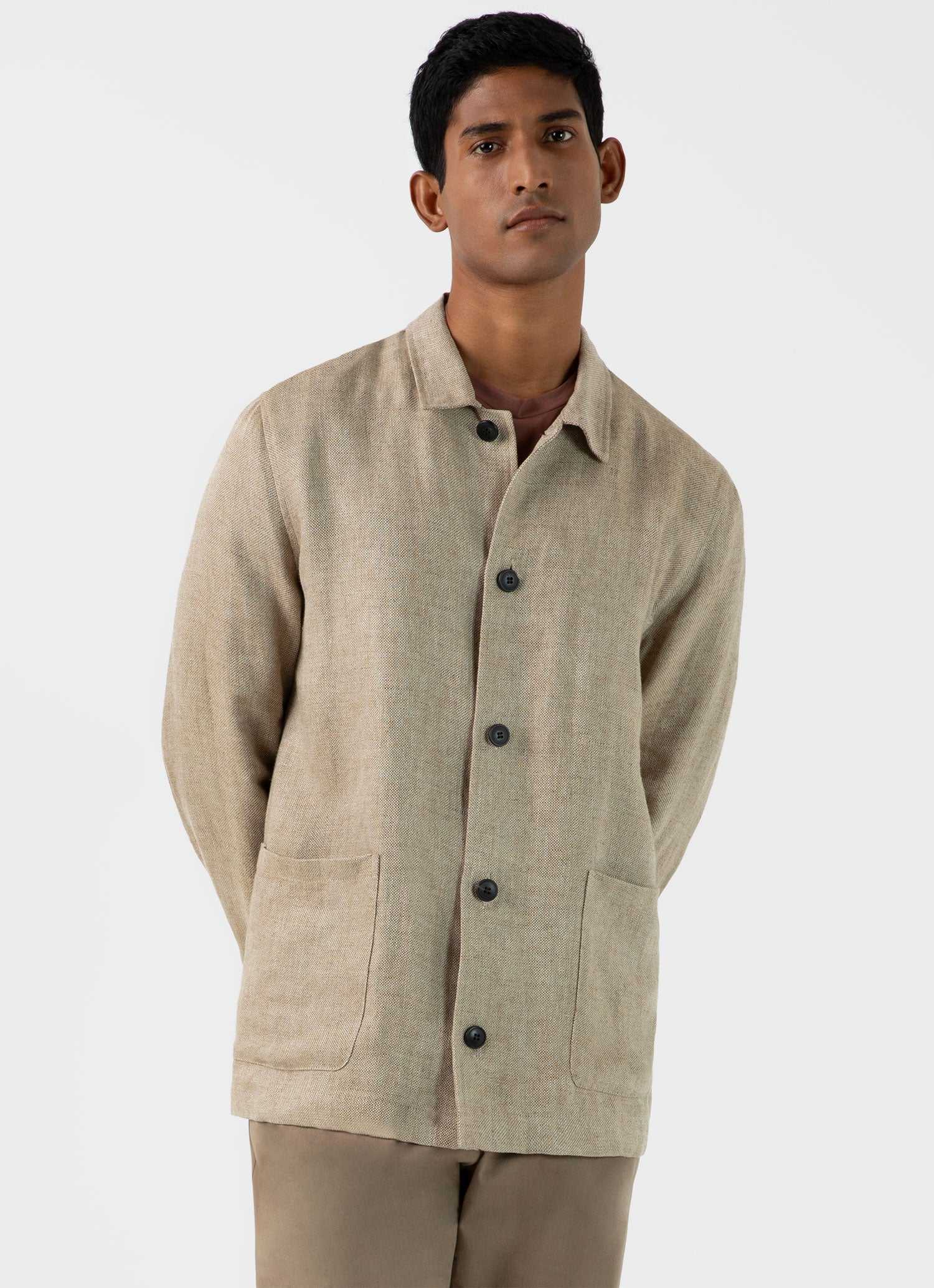 Men's Hopsack Twin Pocket Jacket in Light Stone - Image 2
