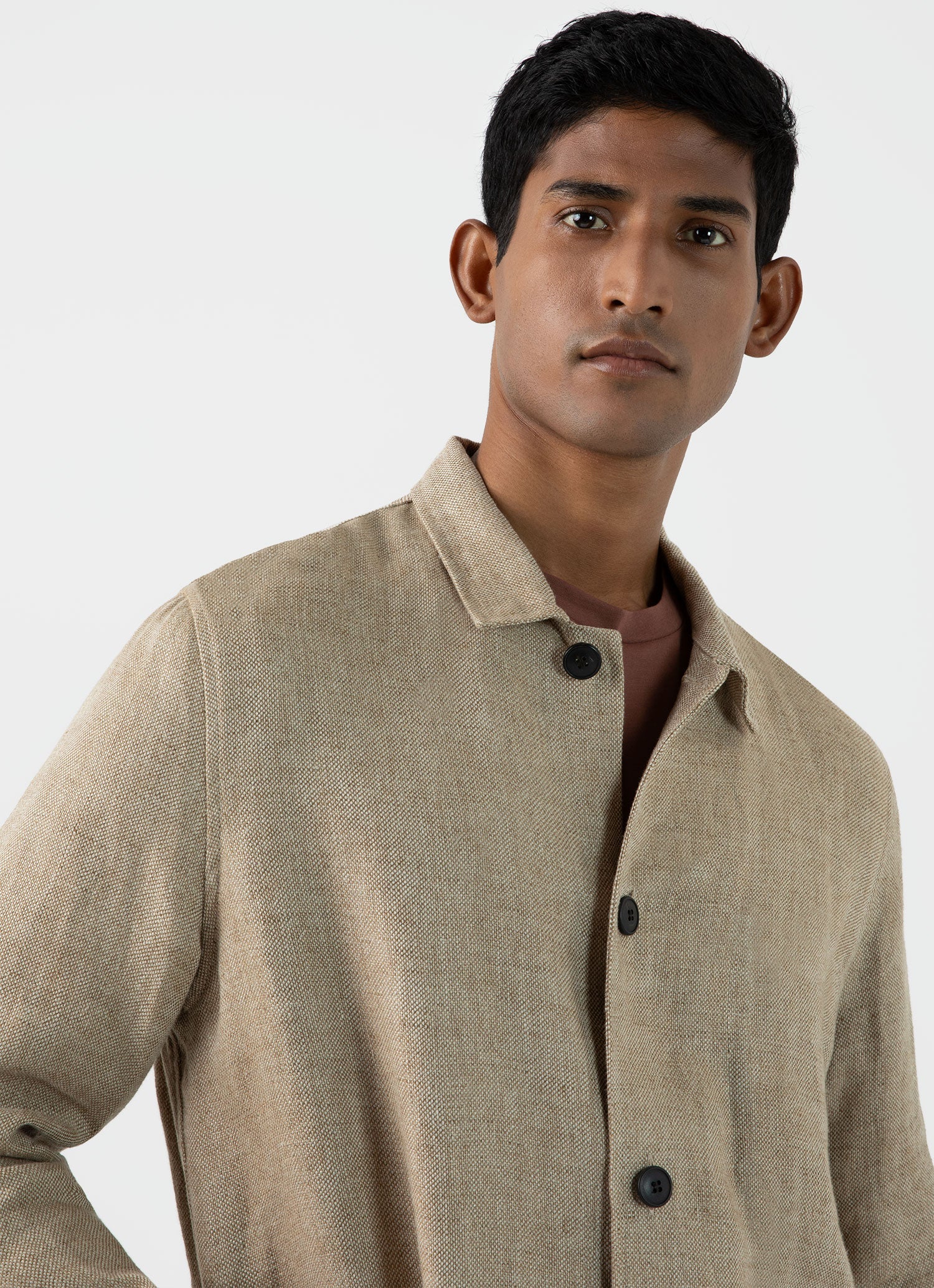 Men's Hopsack Twin Pocket Jacket in Light Stone - Image 6