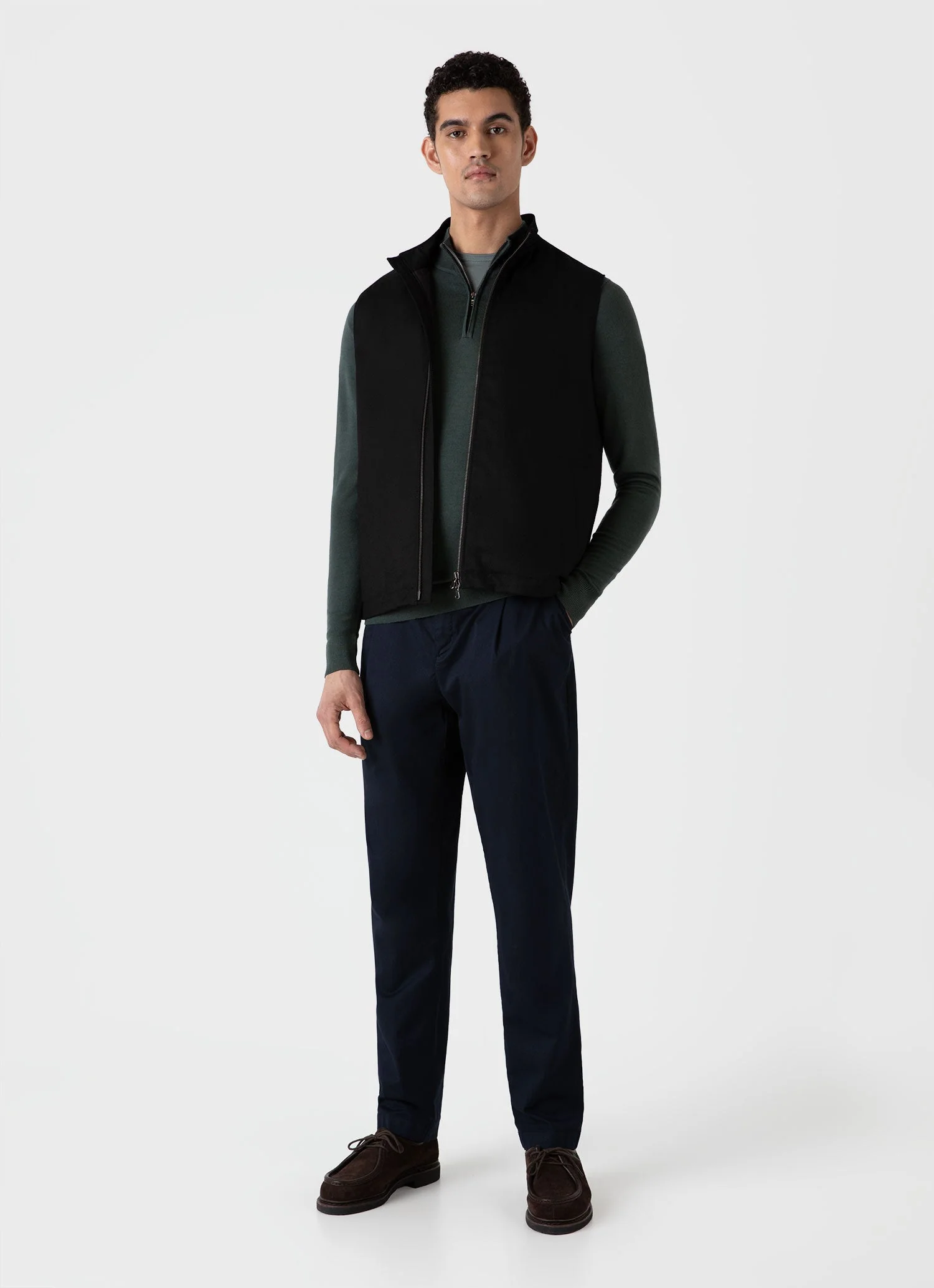Men's Insulated Wool Gilet in Black - Image 3