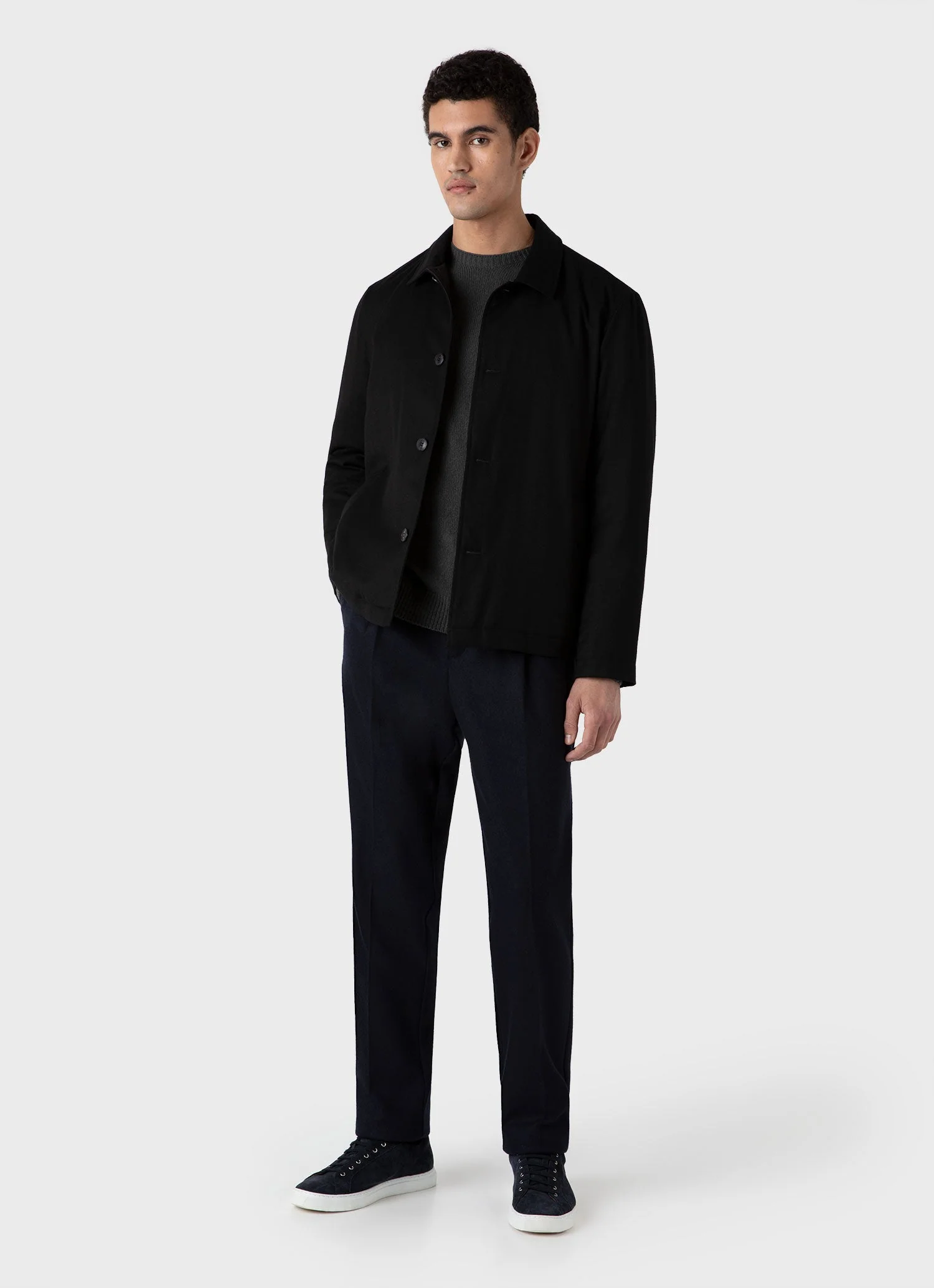 Men's Insulated Wool Jacket in Black - Image 3