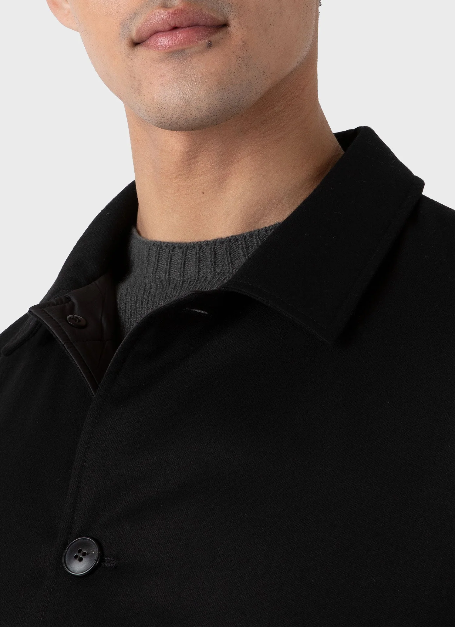 Men's Insulated Wool Jacket in Black - Image 6