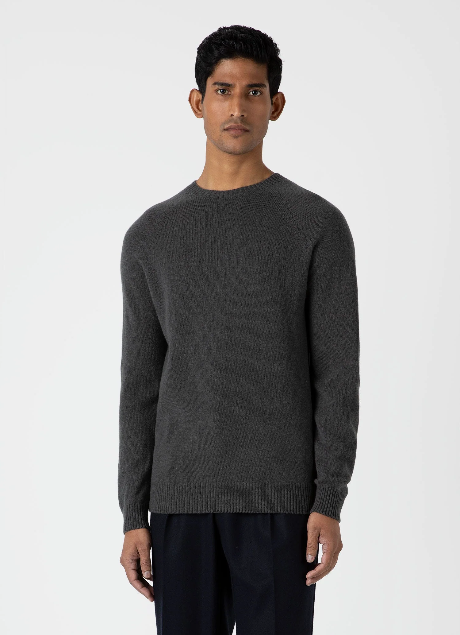 Men's Lambswool Crew Neck Jumper in Drill Green - Image 2