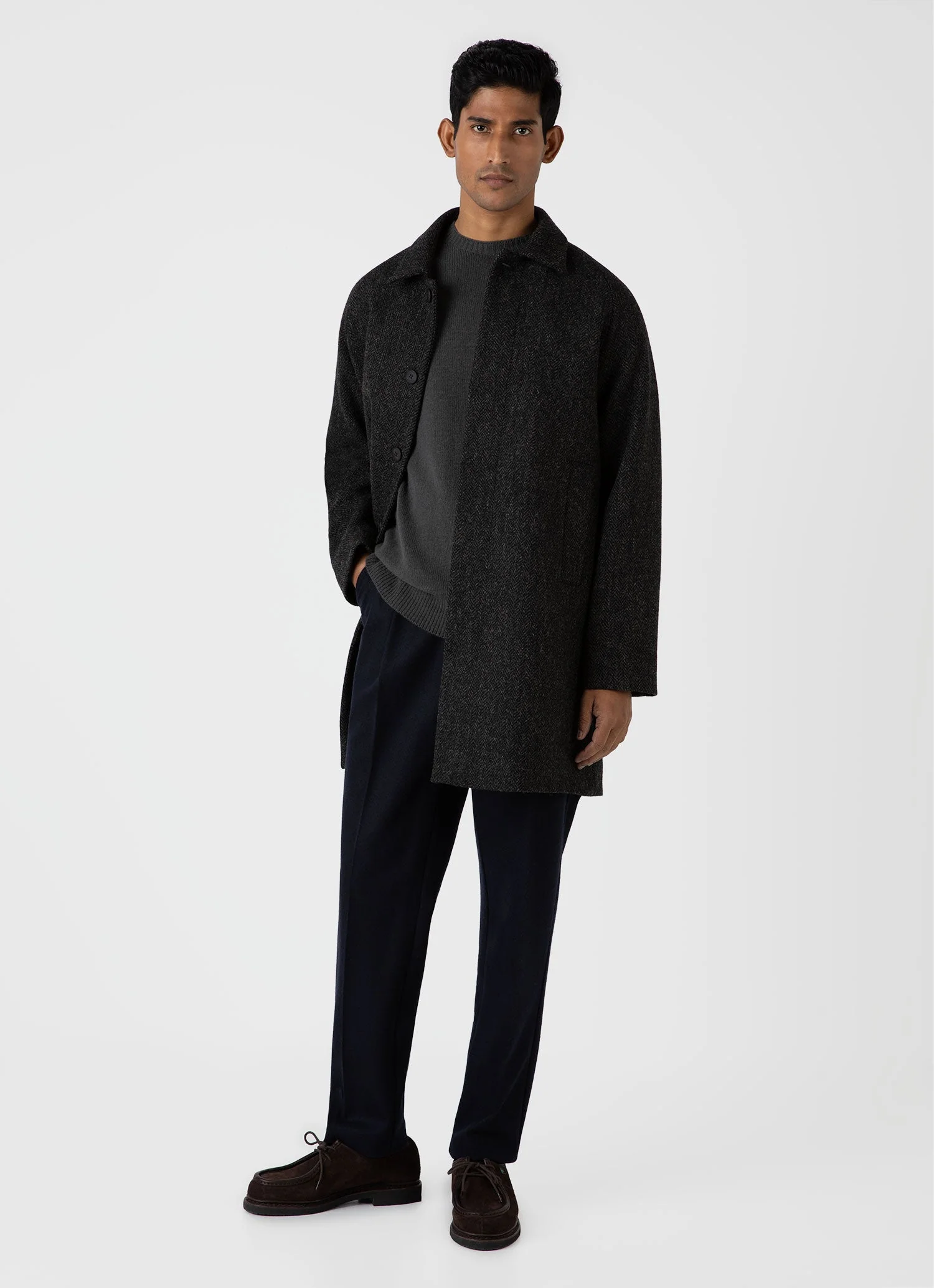 Men's Lambswool Crew Neck Jumper in Drill Green - Image 3