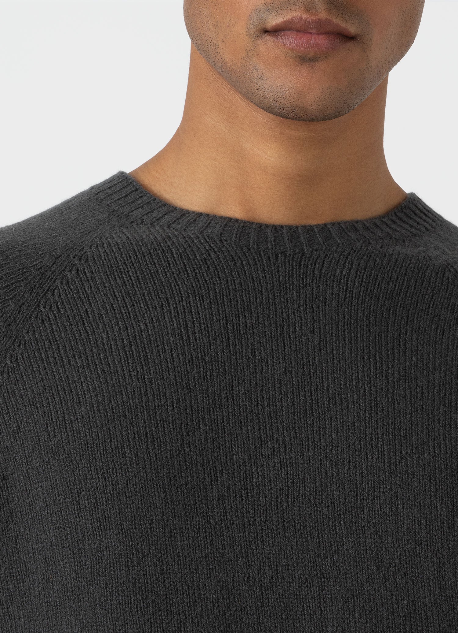 Men's Lambswool Crew Neck Jumper in Drill Green - Image 6
