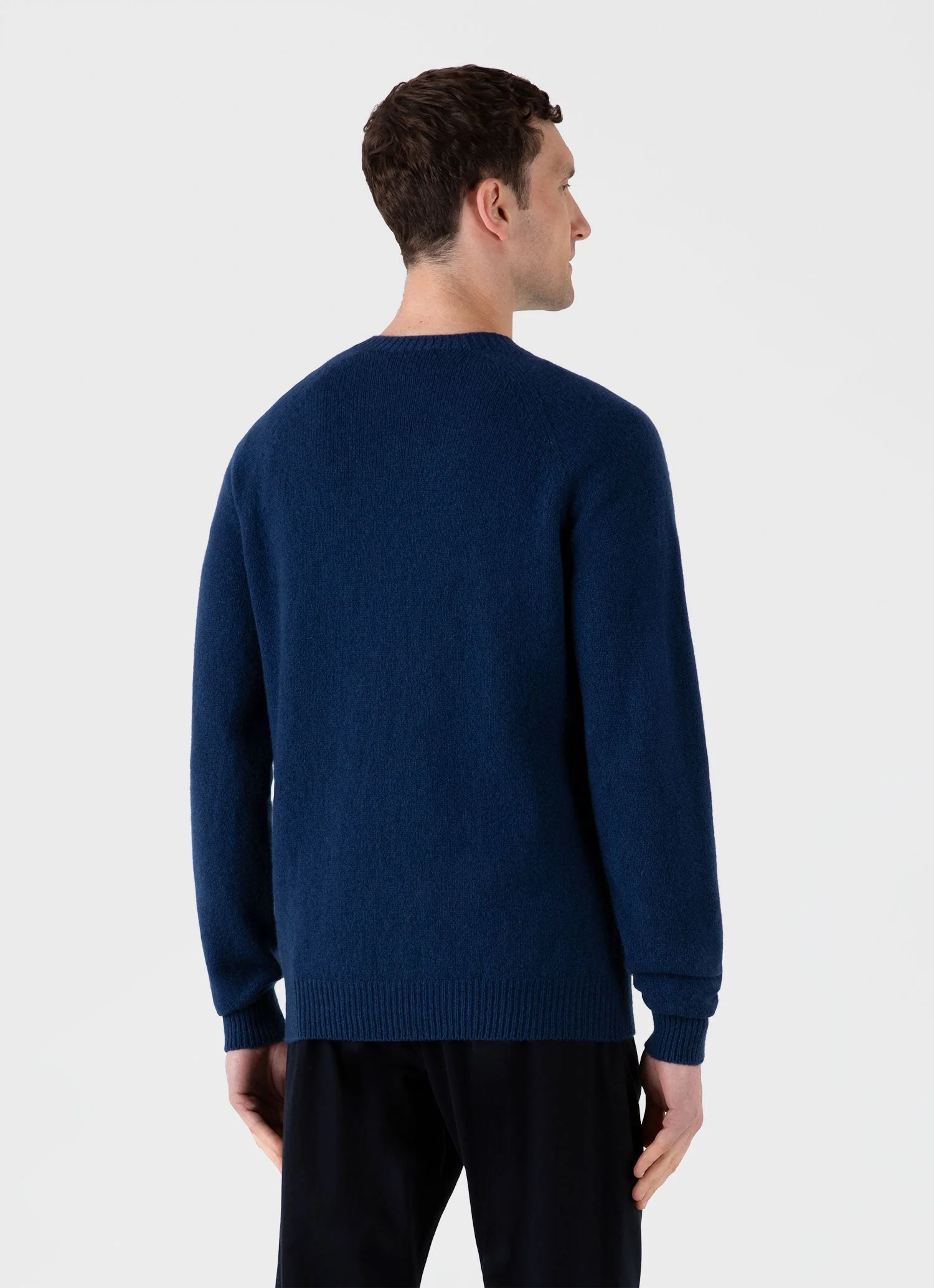 Men's Lambswool Crew Neck Jumper in Naval Blue - Image 5