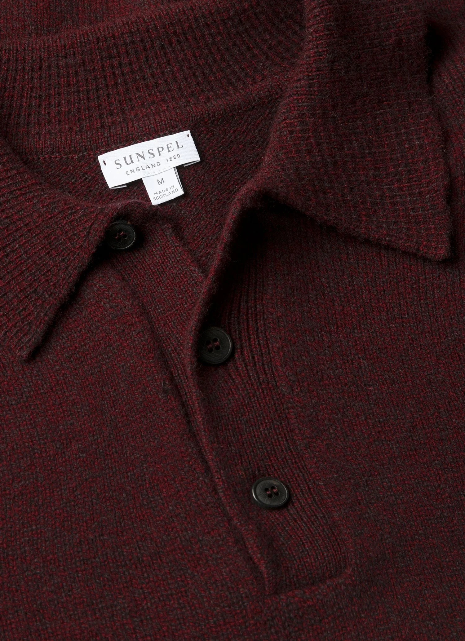 Men's Lambswool Knitted Polo Shirt in Bakelite Twist - Image 4