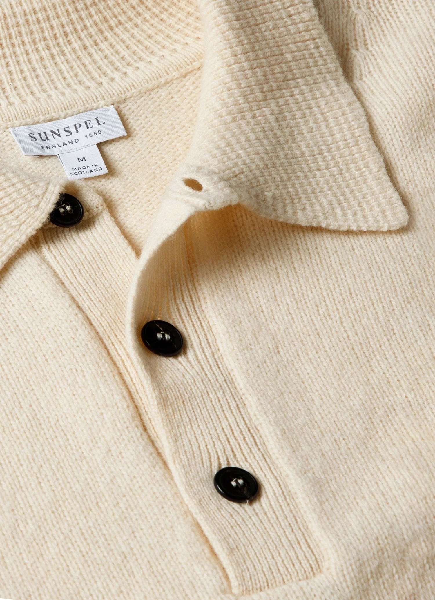 Men's Lambswool Knitted Polo Shirt in Ecru - Image 4