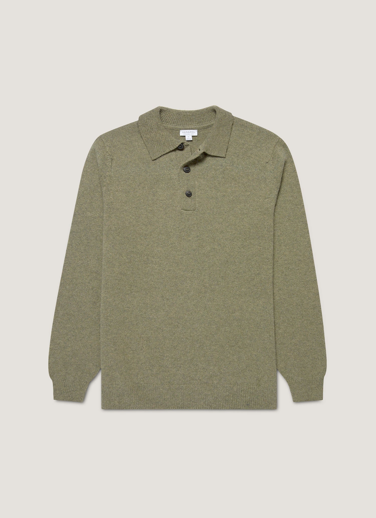 Men's Lambswool Knitted Polo Shirt in Sea Moss