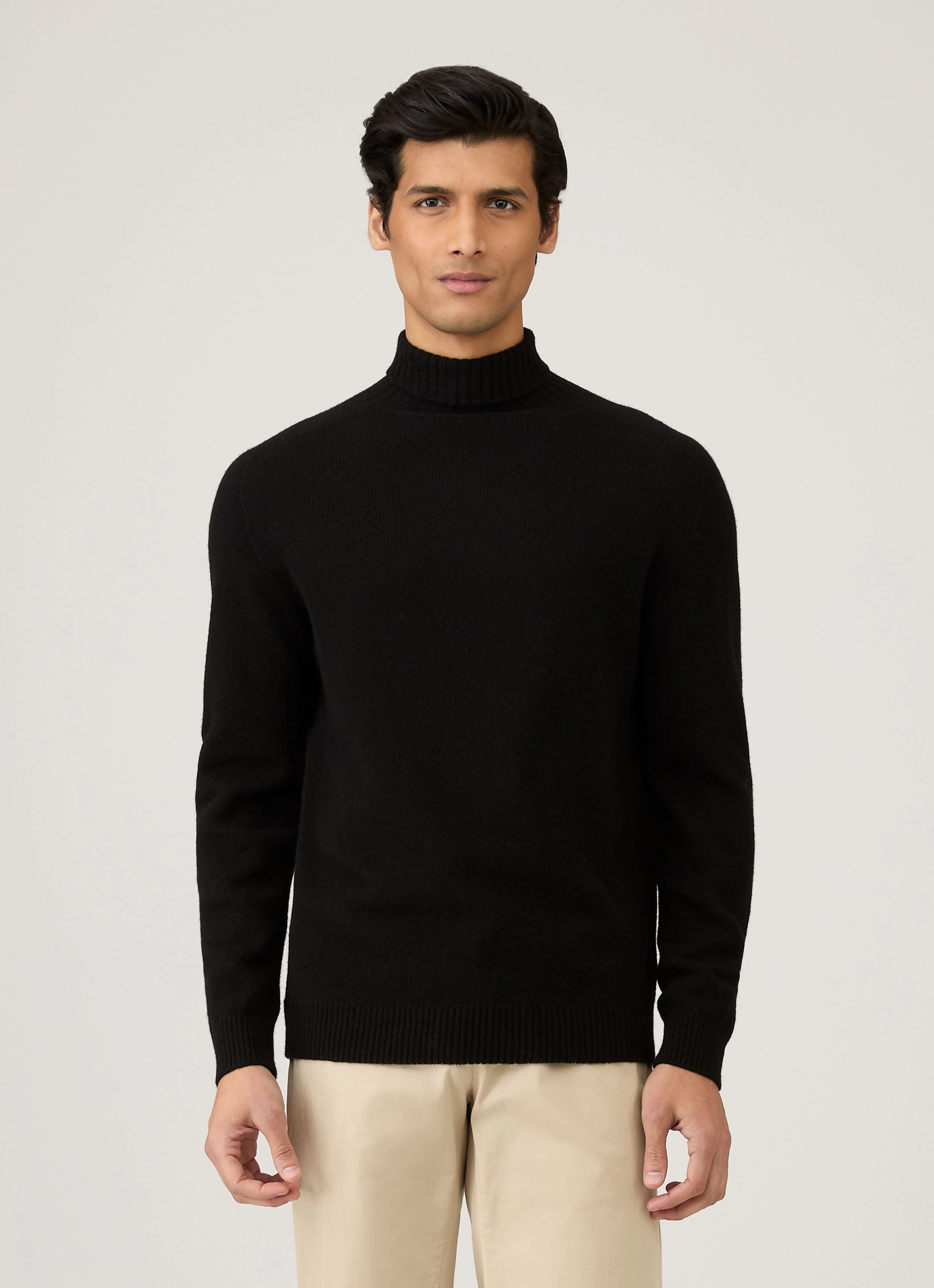 Men's Lambswool Roll Neck in Black - Image 2