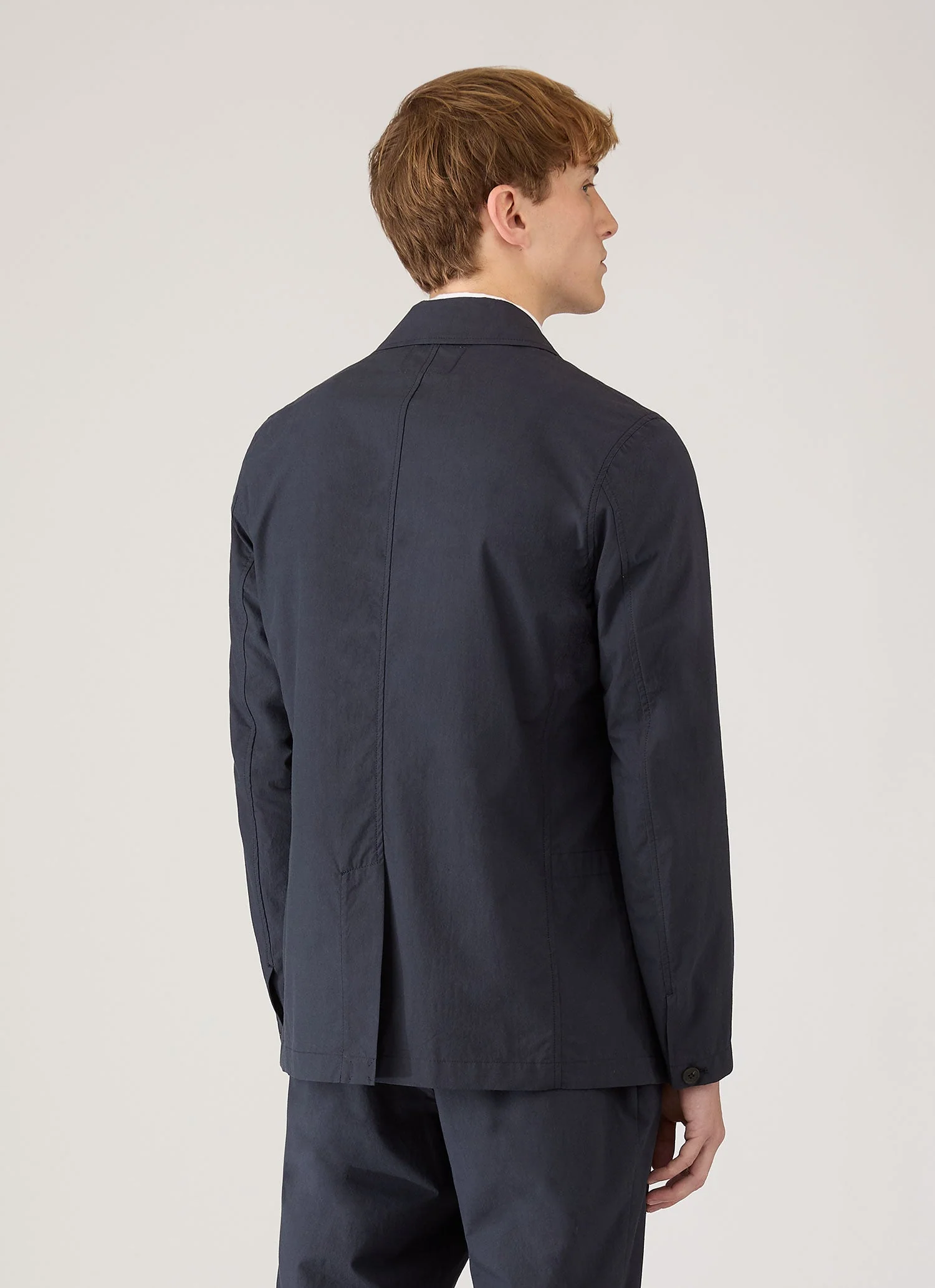 Men's Lightweight Cotton Poplin Blazer in Navy - Image 5