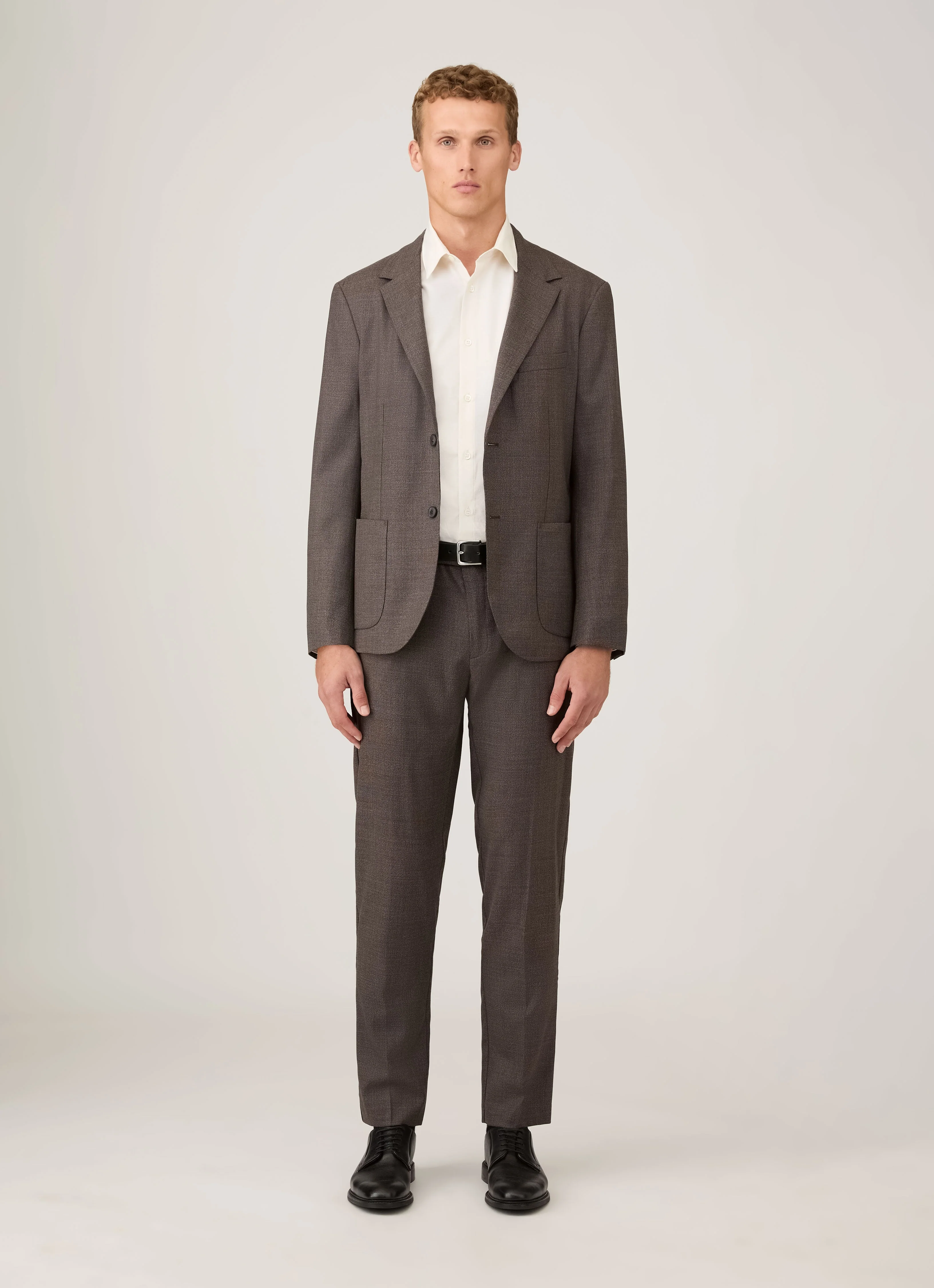 Men's Lightweight Travel Wool Two-Piece Suit in Light Coffee Melange - Image 2