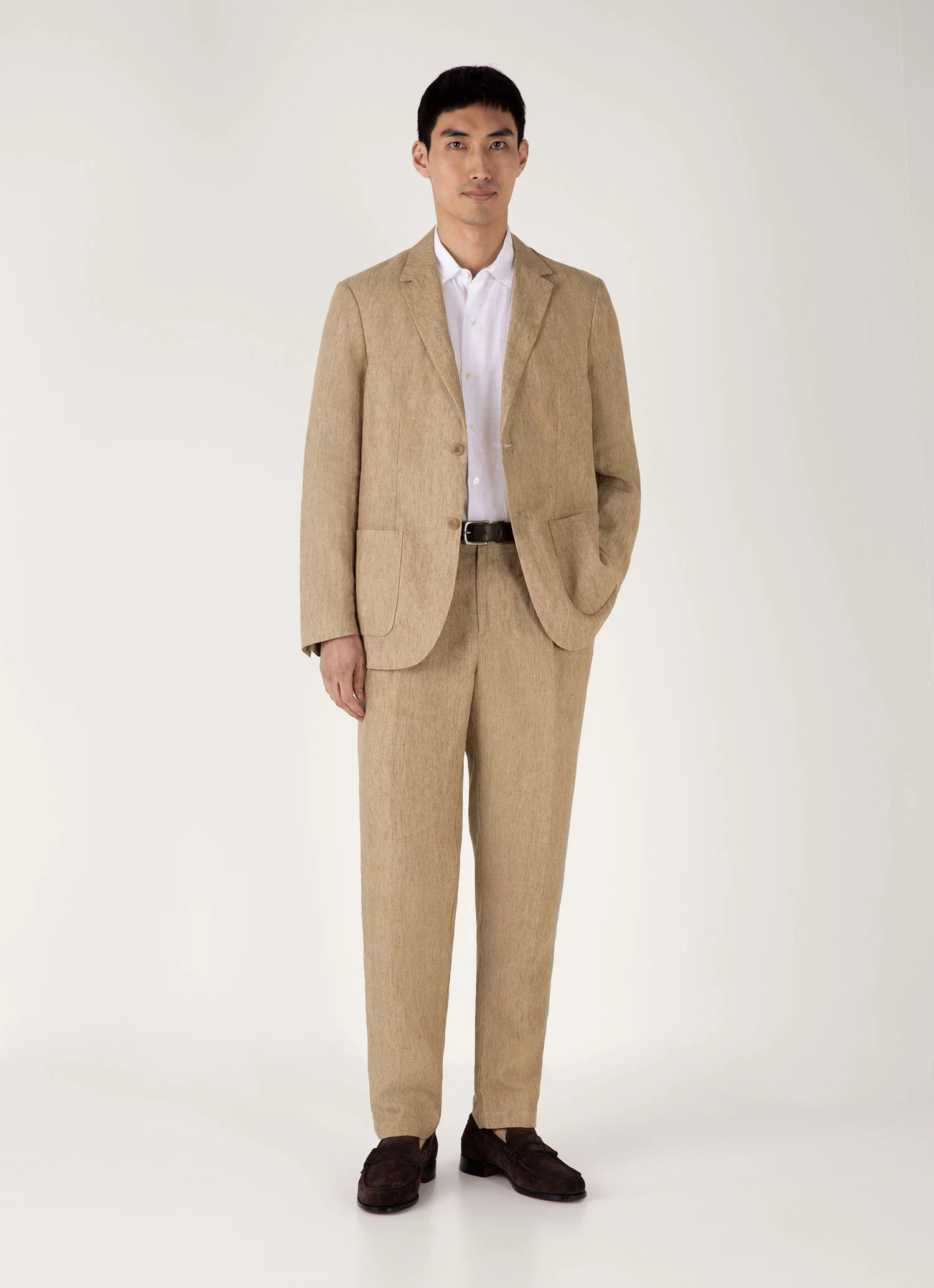 Men's Linen Blazer in Dune Melange - Image 3
