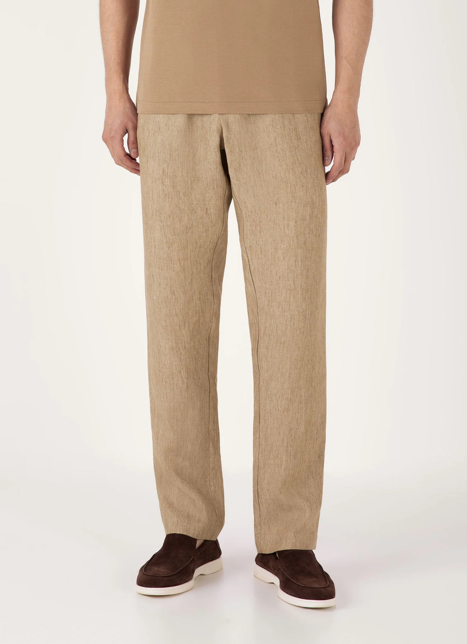 Men's Linen Drawstring Trouser in Dune Melange - Image 2