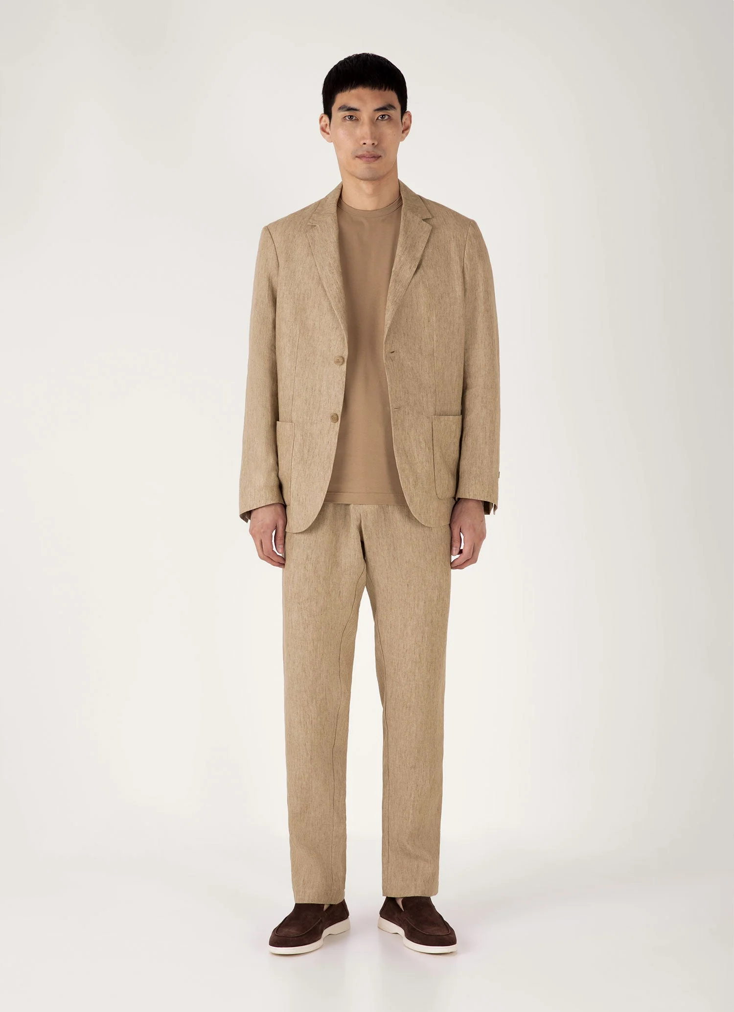 Men's Linen Drawstring Trouser in Dune Melange - Image 3