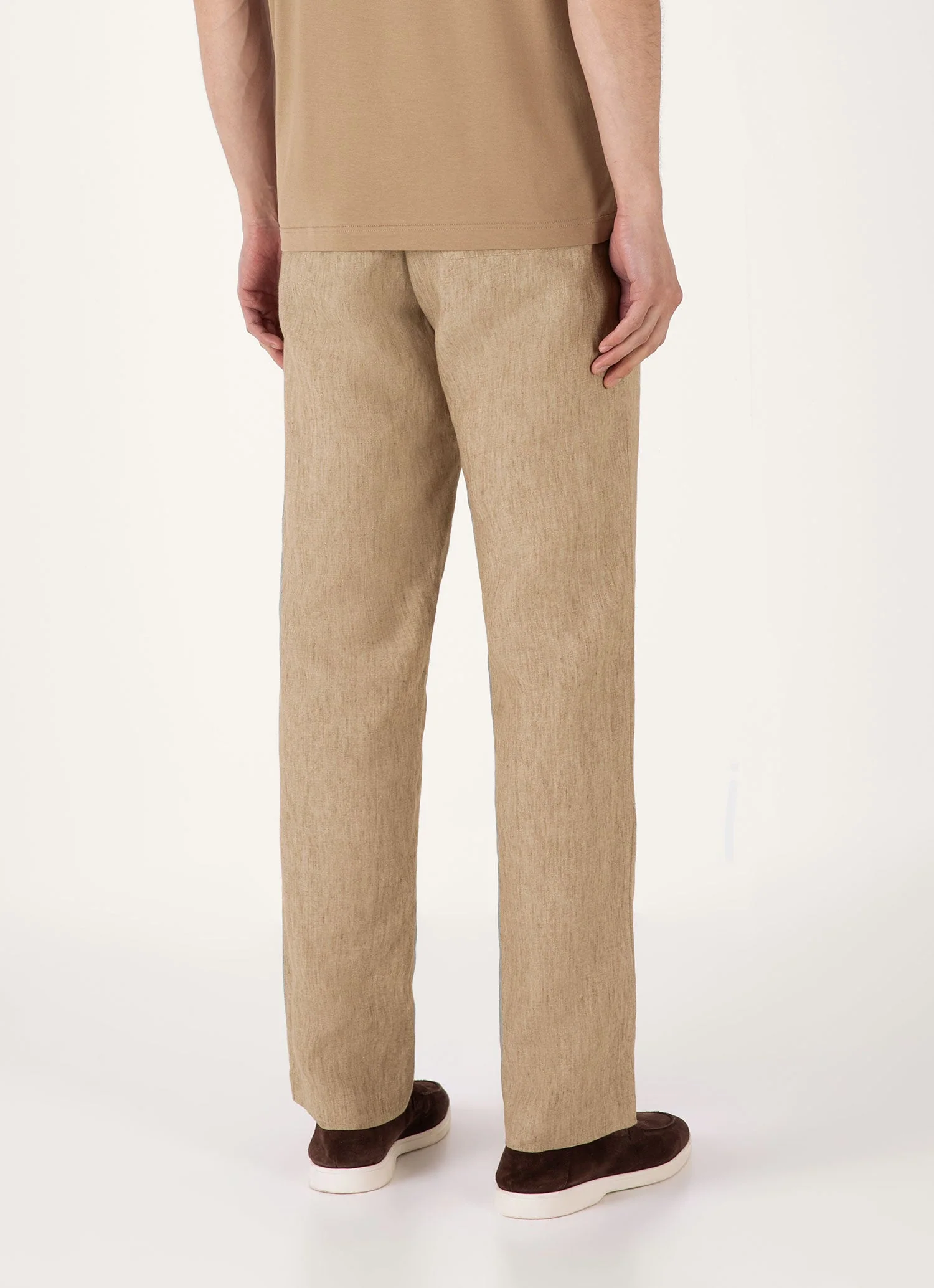 Men's Linen Drawstring Trouser in Dune Melange - Image 5