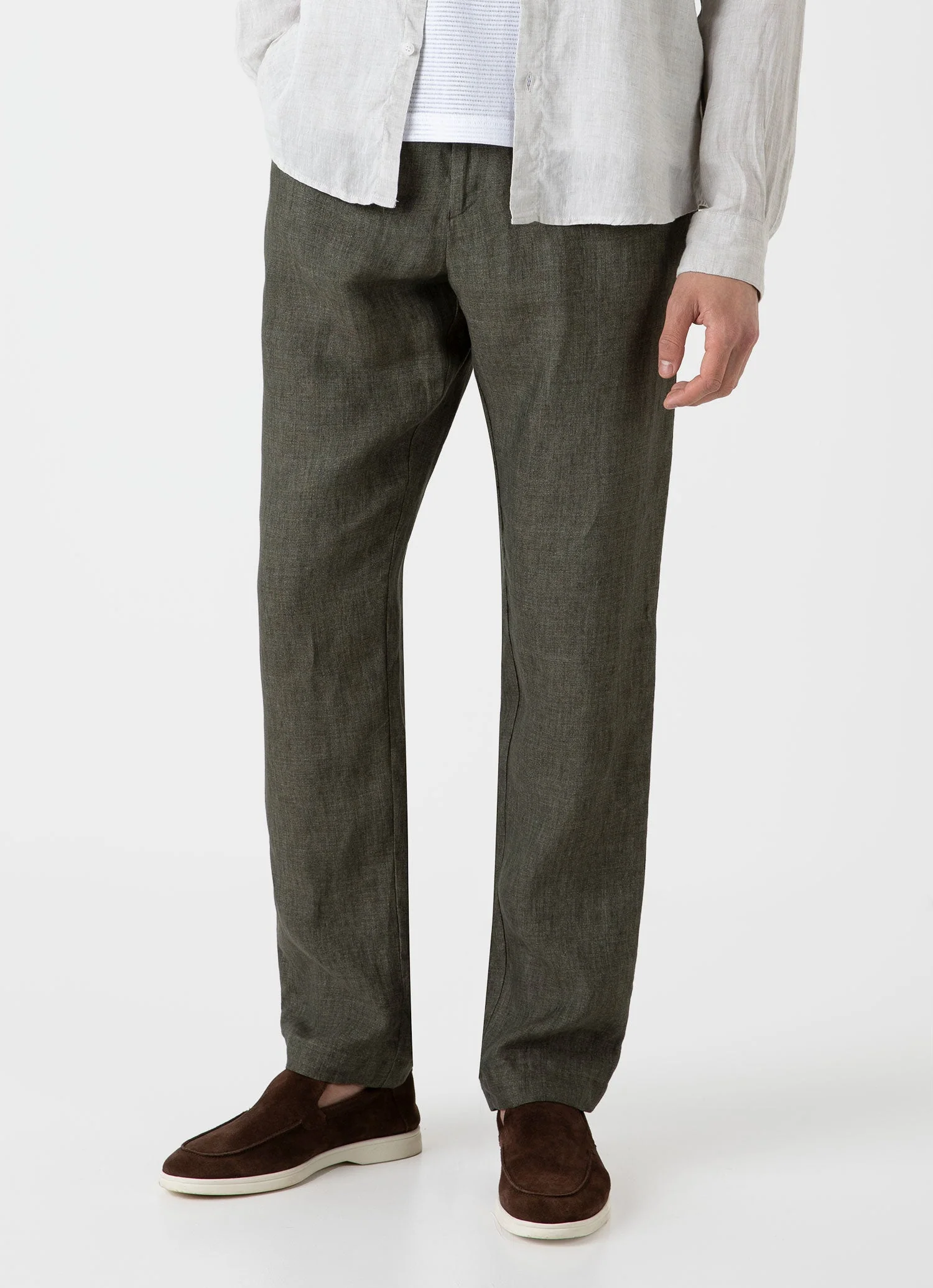 Men's Linen Drawstring Trouser in Light Khaki - Image 2