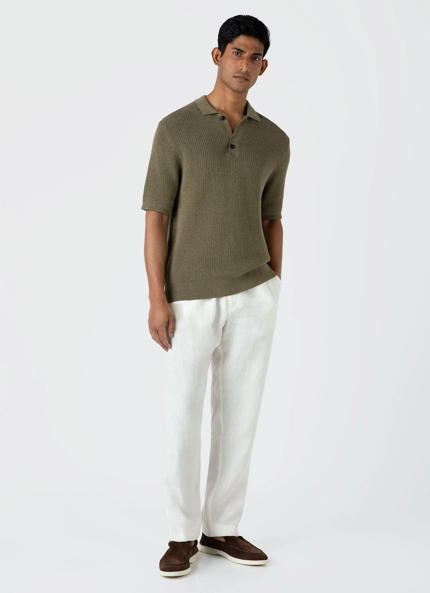 Men's Linen Drawstring Trouser in White - Image 2