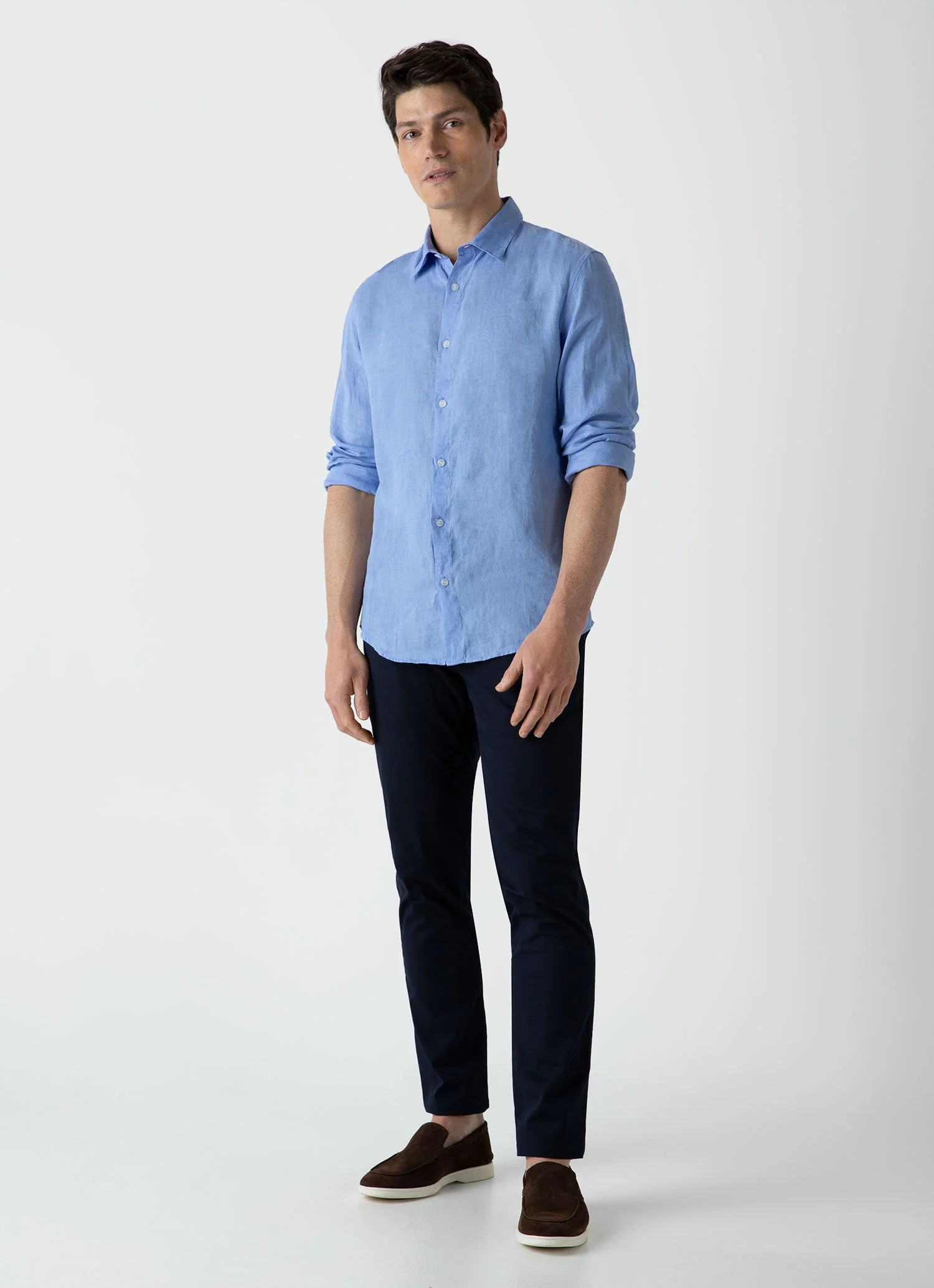 Men's Linen Shirt in Cool Blue - Image 3