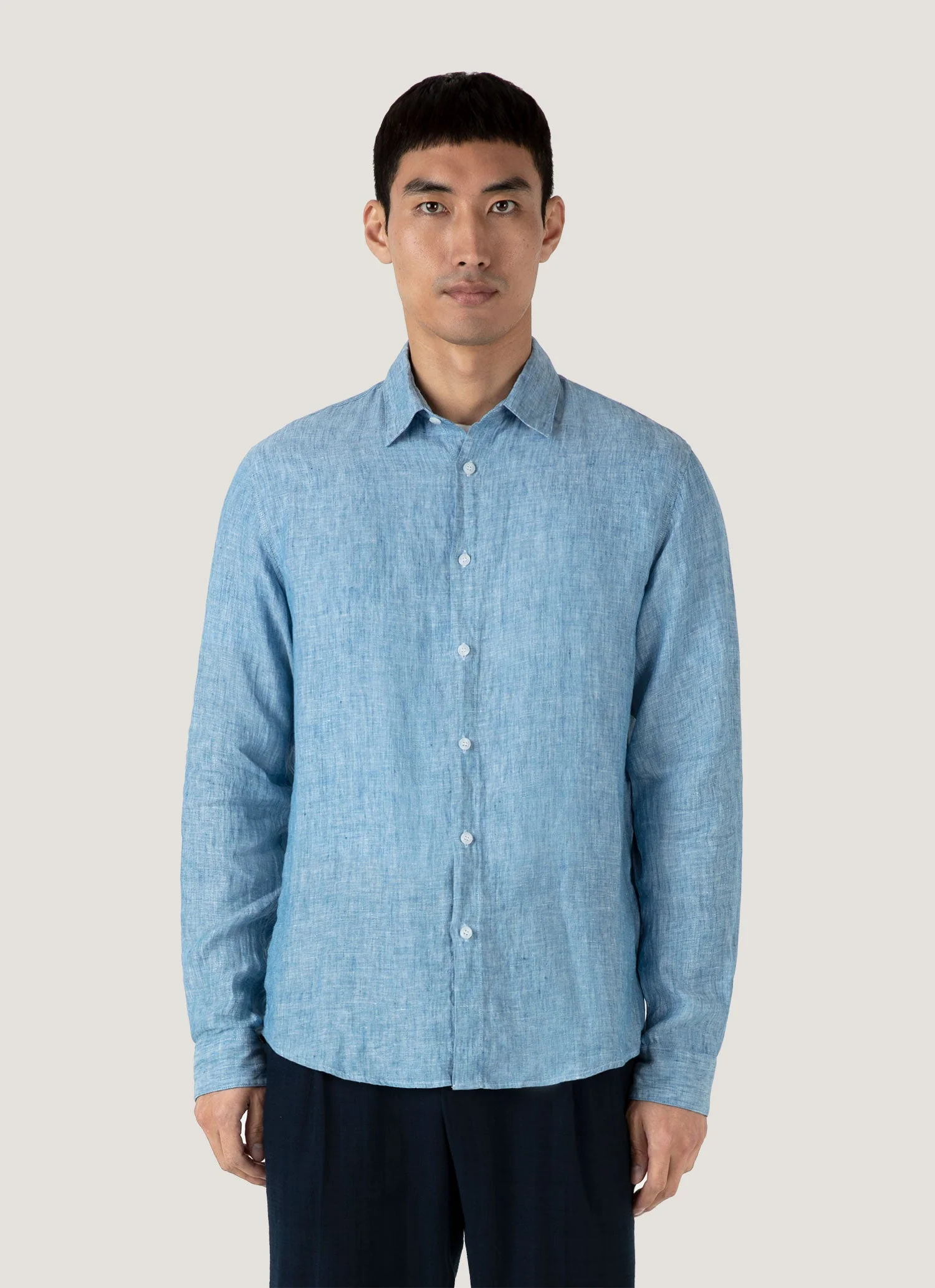 Men's Linen Shirt in Como Blue - Image 2