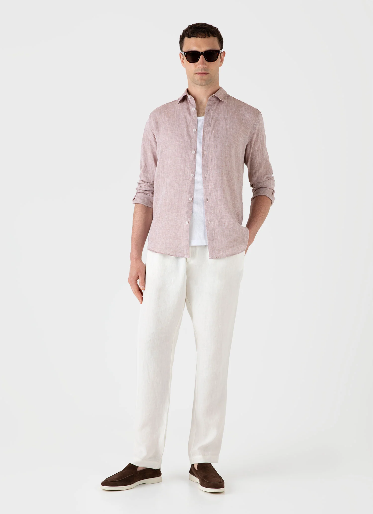 Men's Linen Shirt in Light Brown - Image 3
