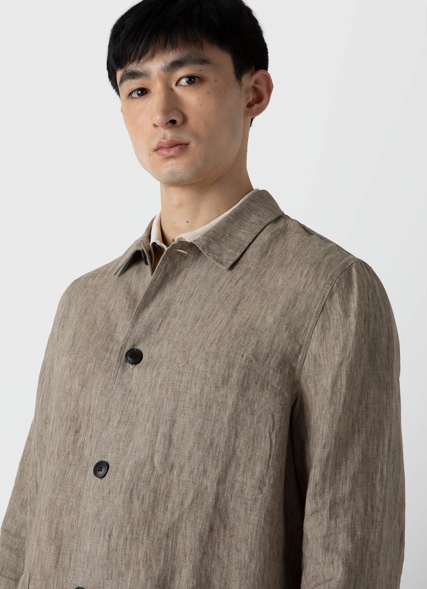 Men's Linen Twin Pocket Jacket in Dark Stone - Image 5
