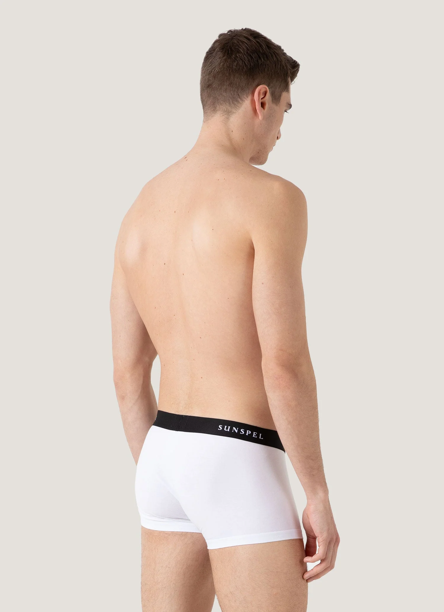Men's Logo Stretch Cotton Trunks in White/Black - Image 3