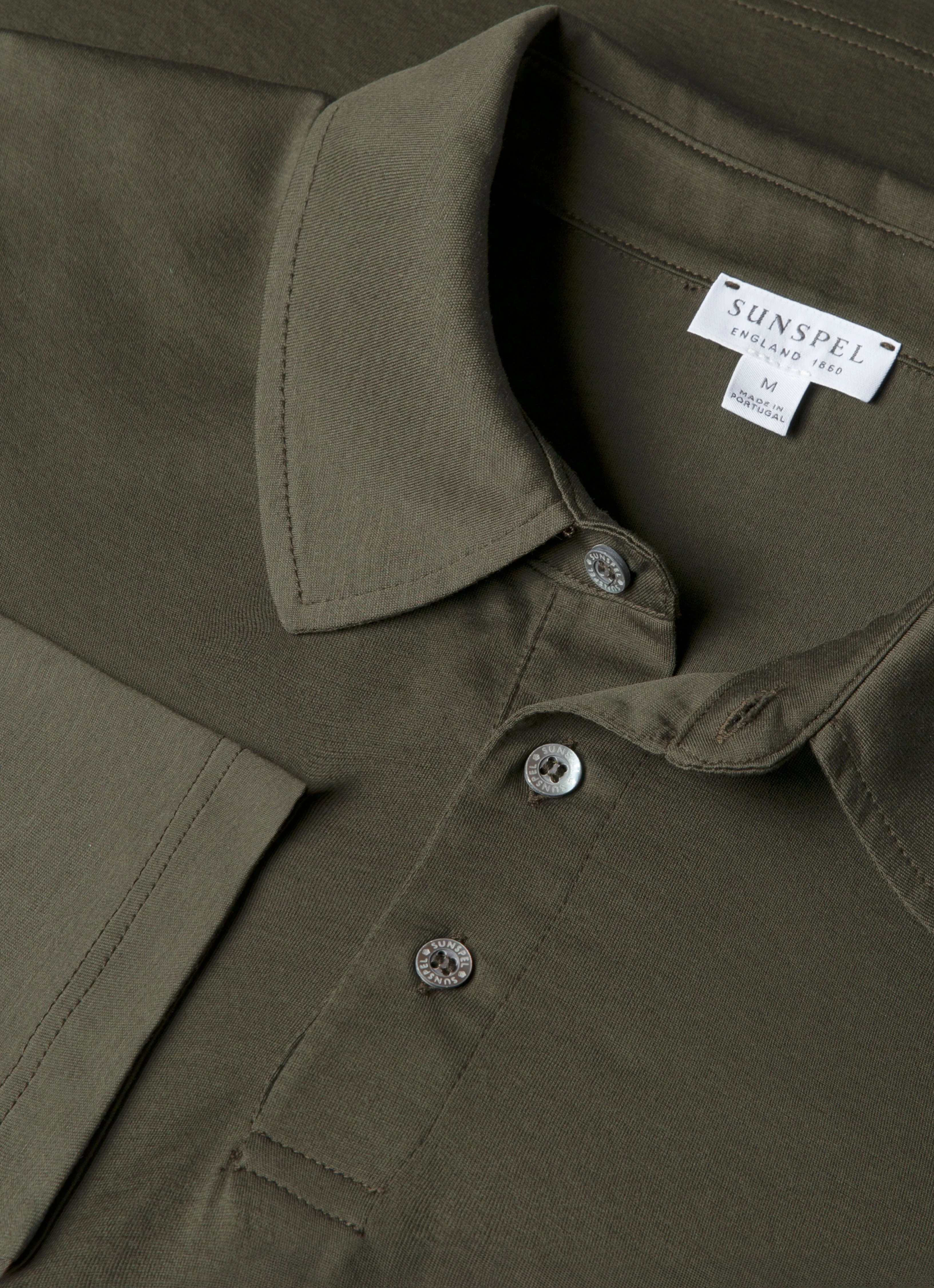 Men's Long Sleeve Classic Jersey Polo Shirt in Dark Green - Image 4