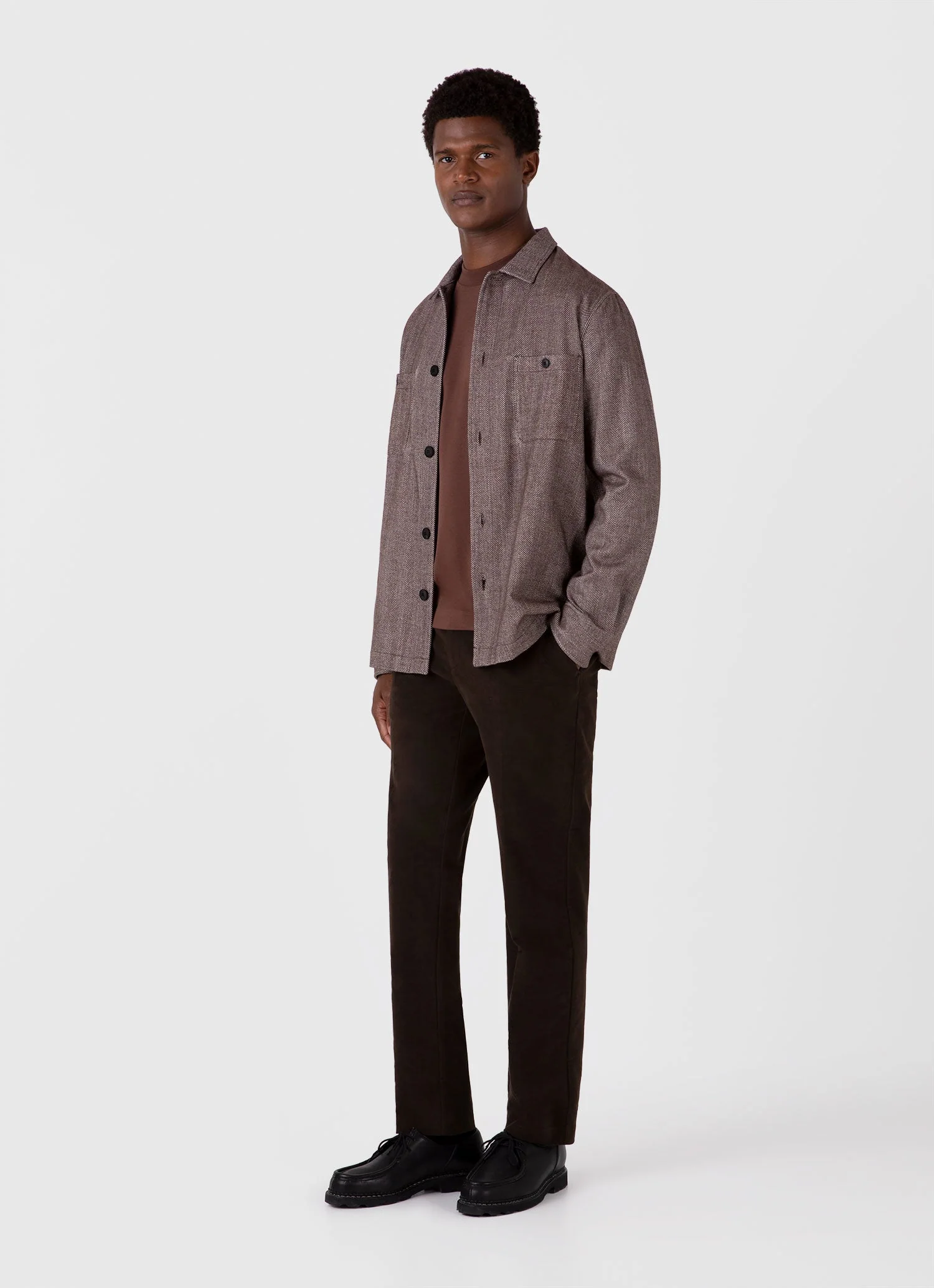 Men's Long Sleeve Heavyweight T-shirt in Cocoa Brown - Image 3