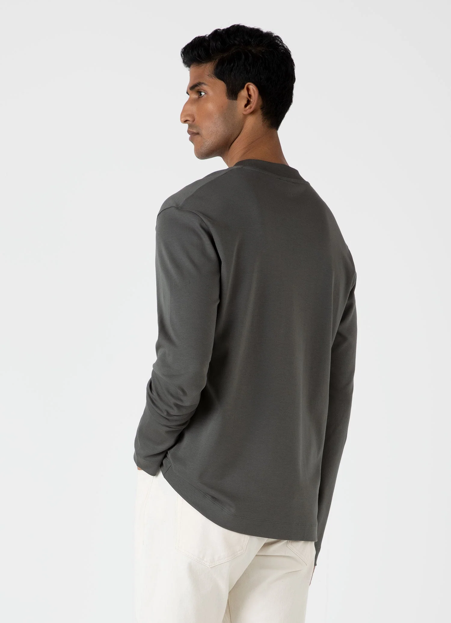 Men's Long Sleeve Heavyweight T-shirt in Drill Green - Image 5