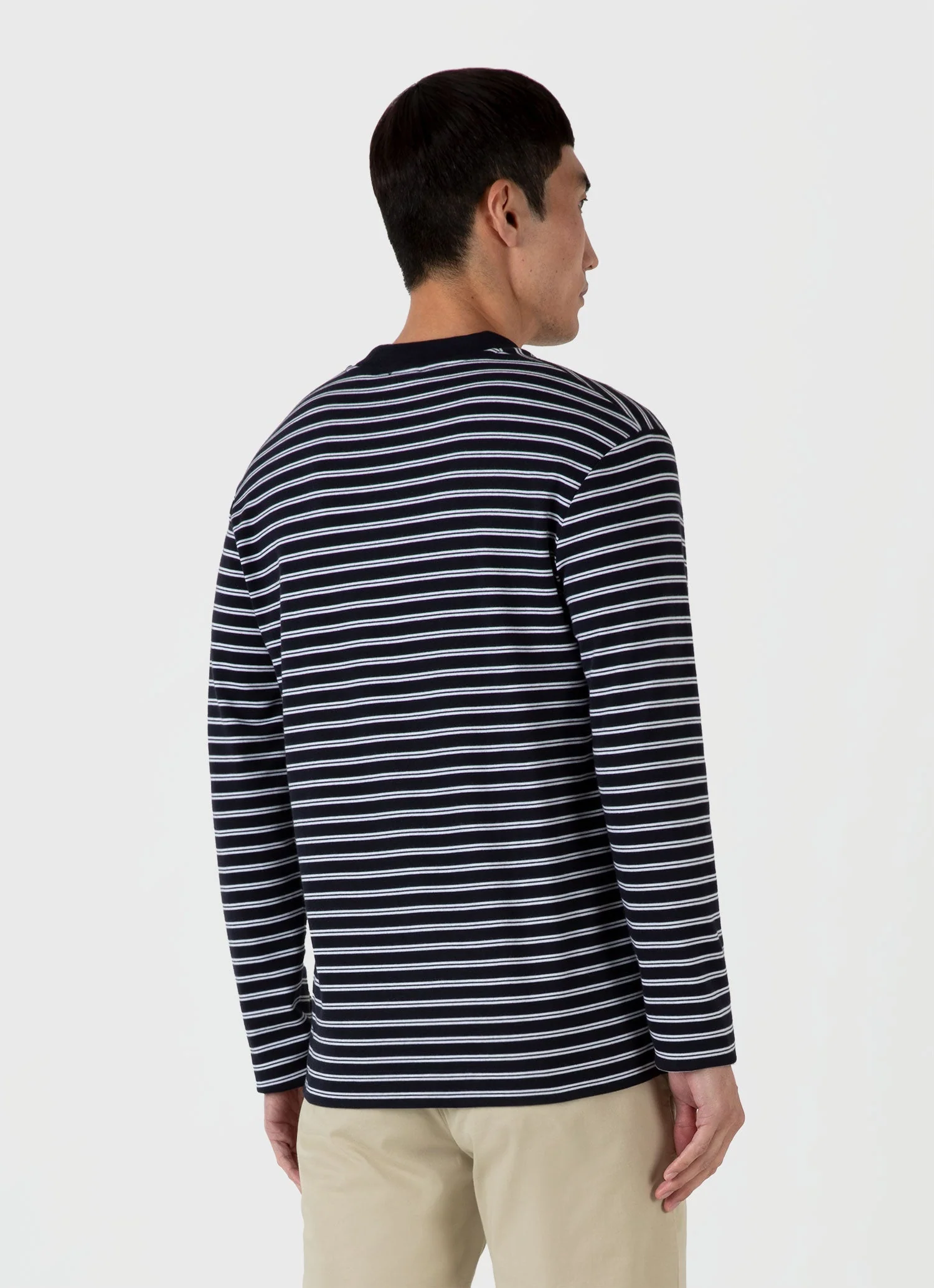 Men's Long Sleeve Heavyweight T-shirt in Navy/White - Image 5