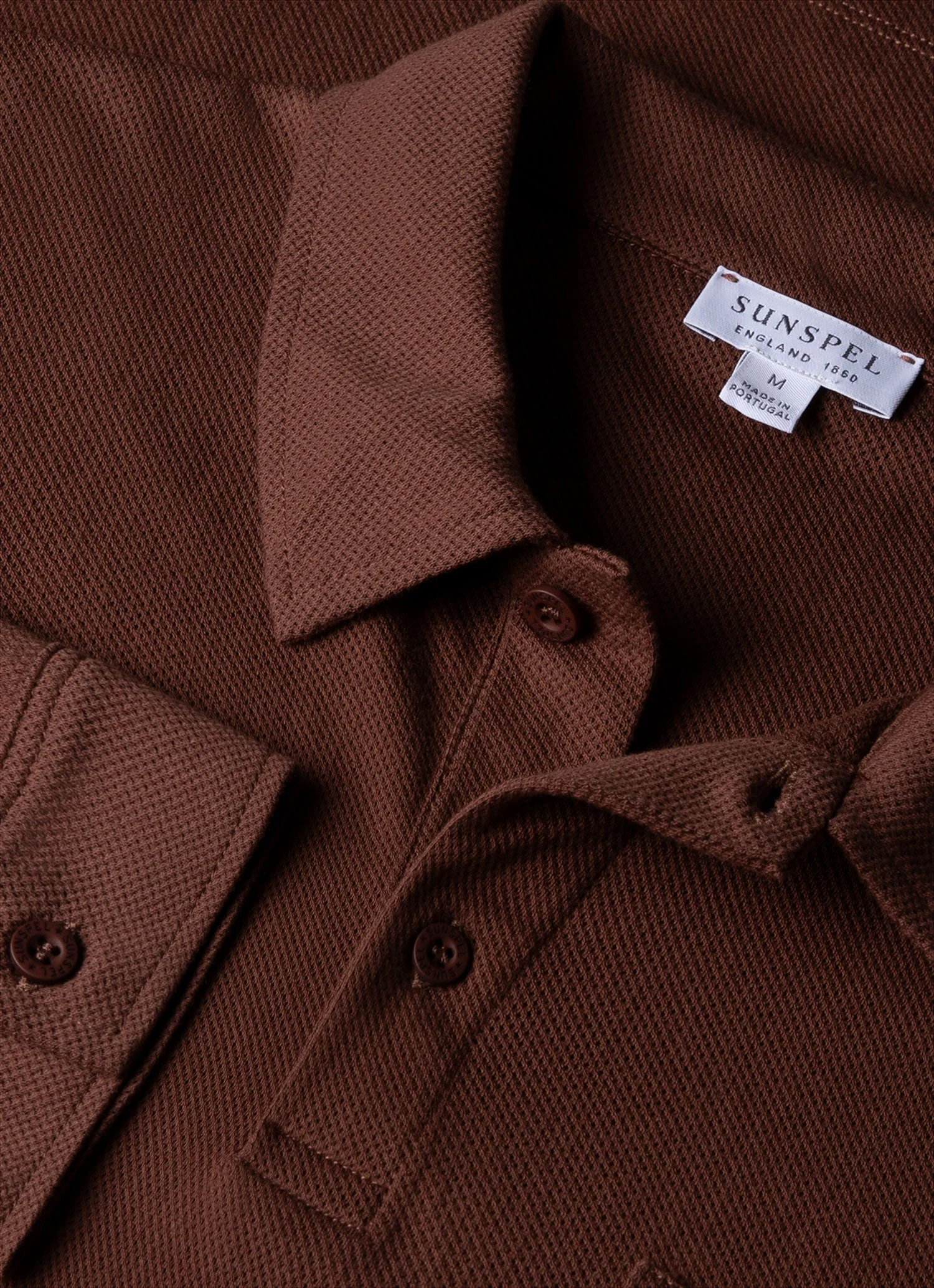 Men's Long Sleeve Riviera Polo Shirt in Cocoa Brown - Image 4