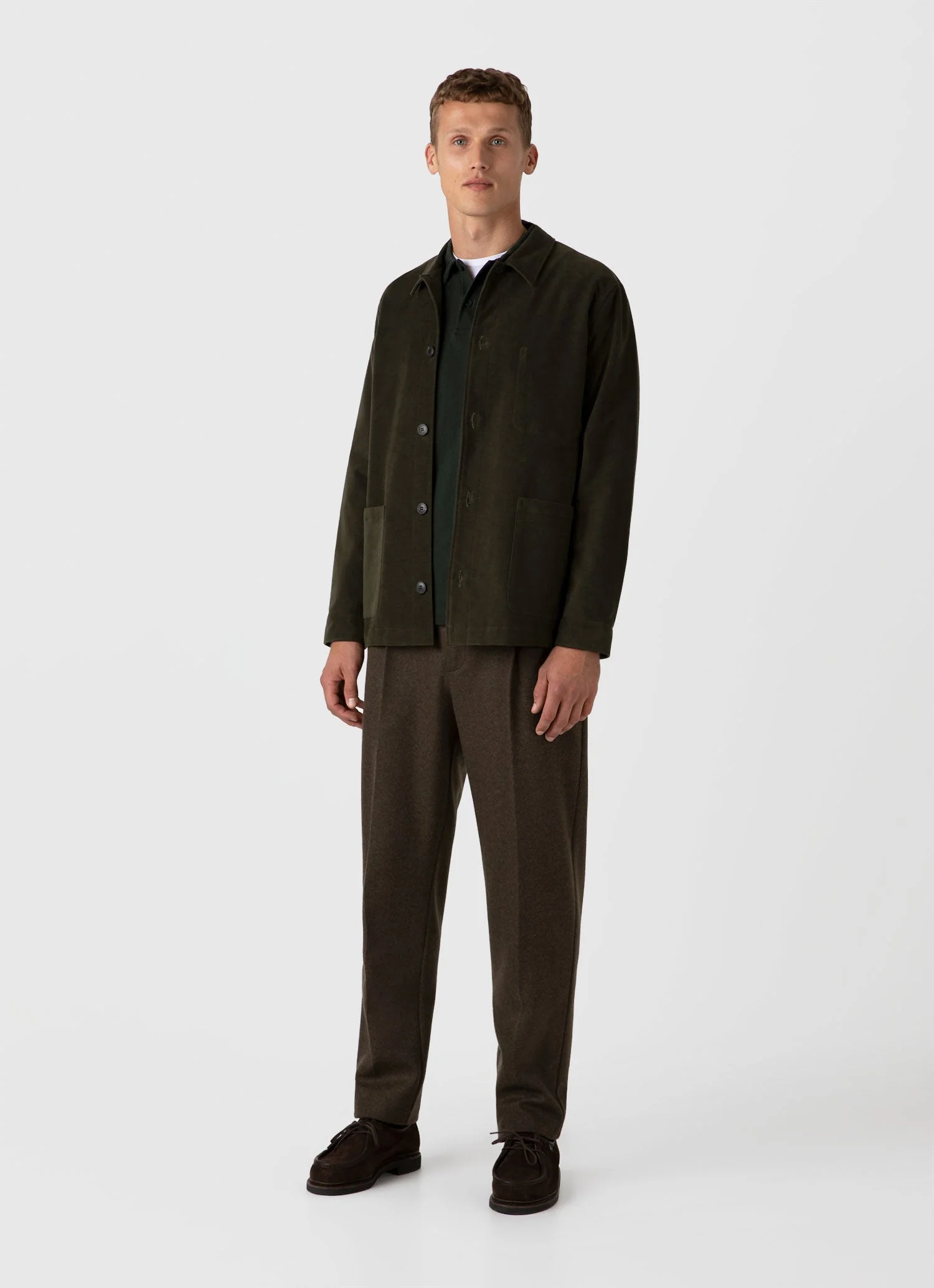 Men's Long Sleeve Riviera Polo Shirt in Holly Green - Image 3