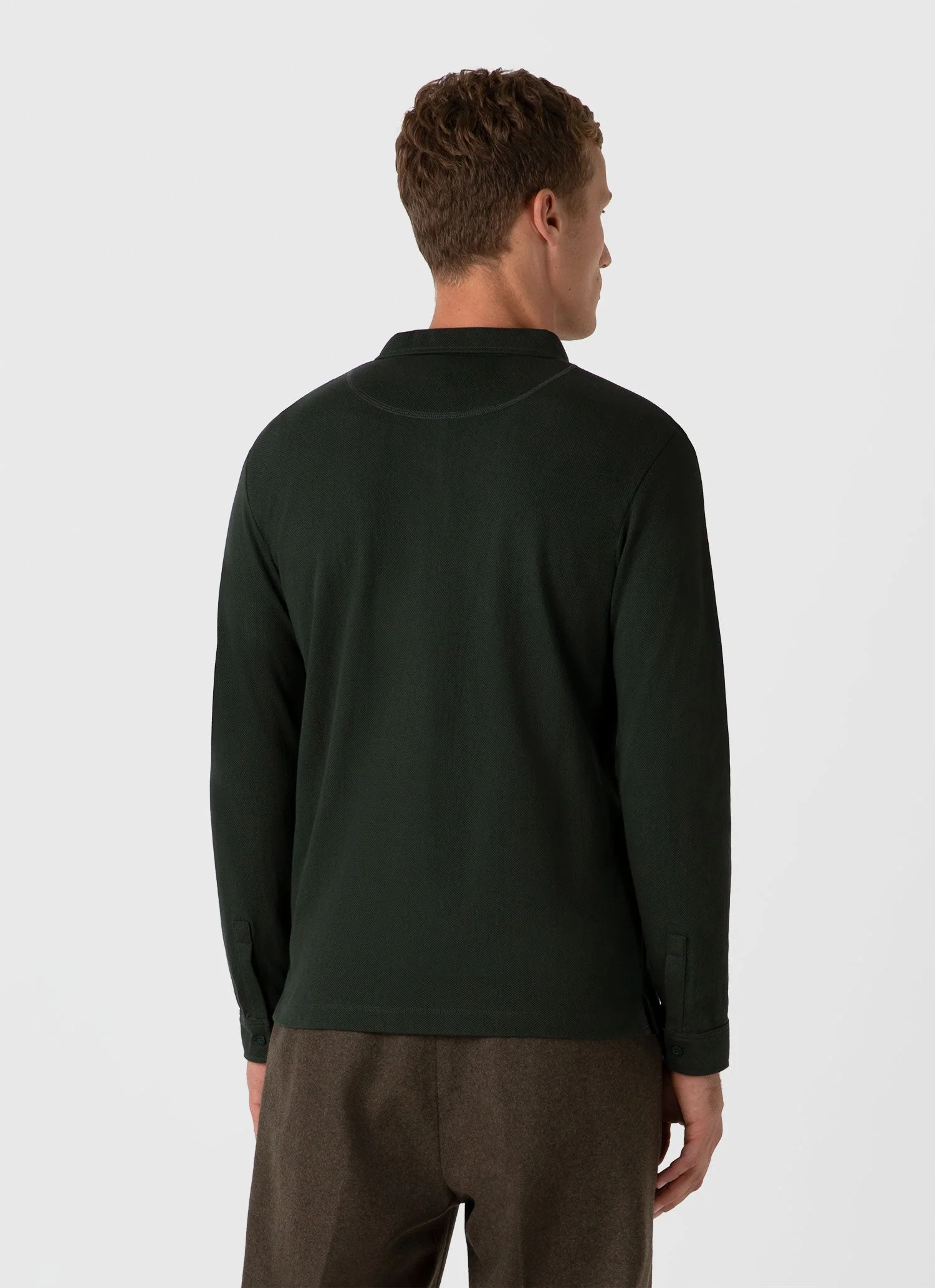 Men's Long Sleeve Riviera Polo Shirt in Holly Green - Image 5