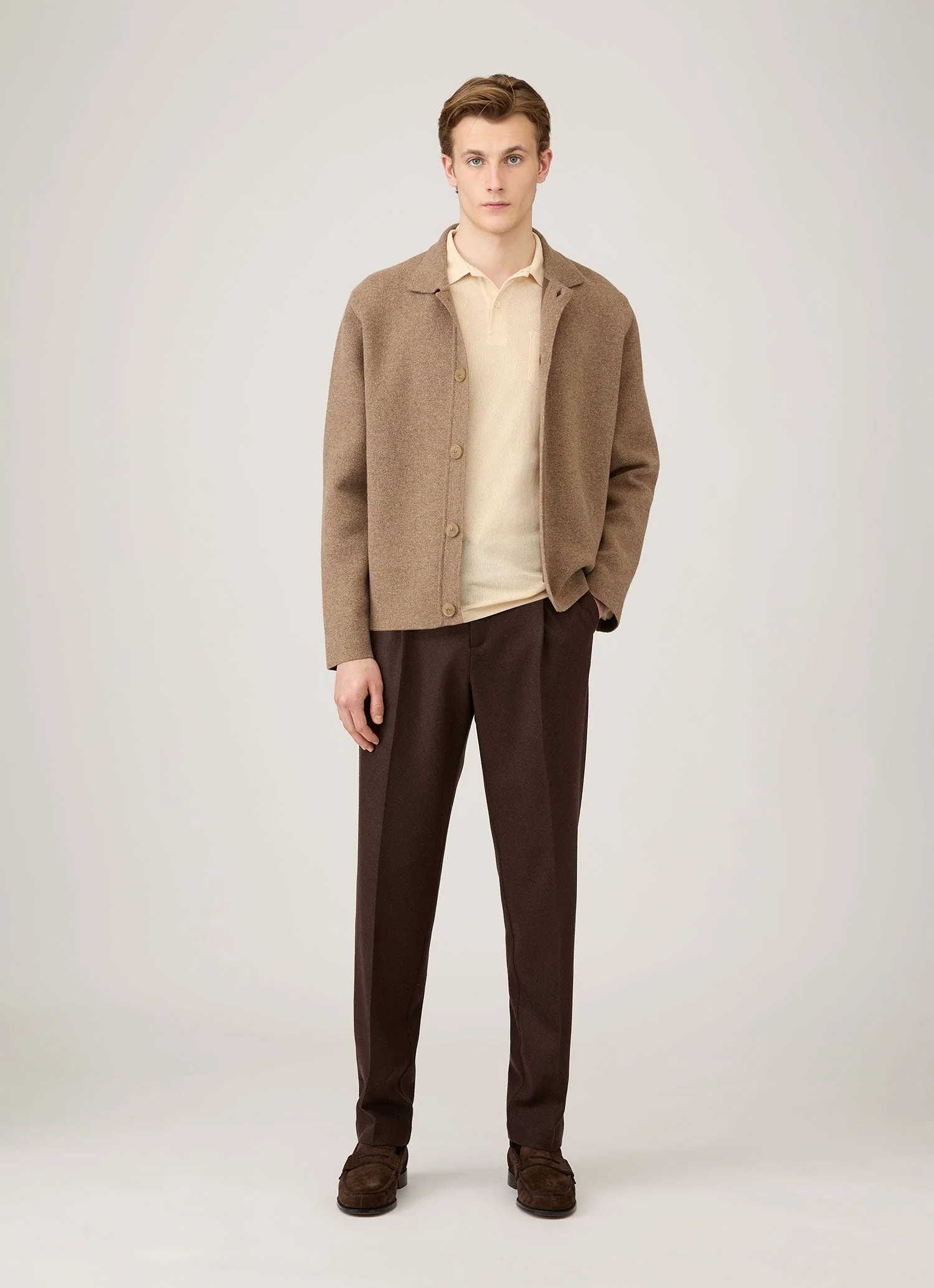 Men's Long Sleeve Riviera Polo Shirt in Undyed - Image 3