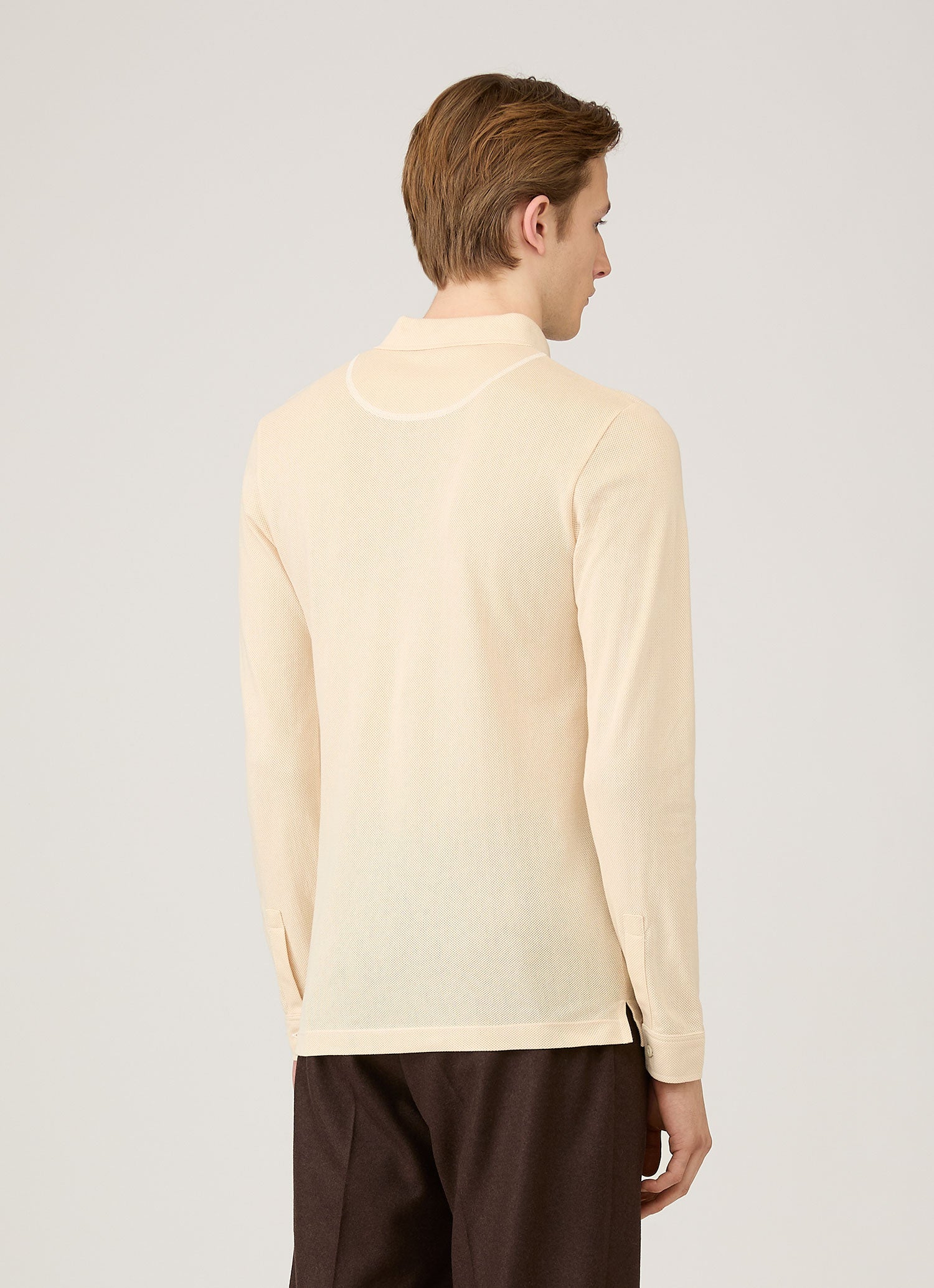 Men's Long Sleeve Riviera Polo Shirt in Undyed - Image 5