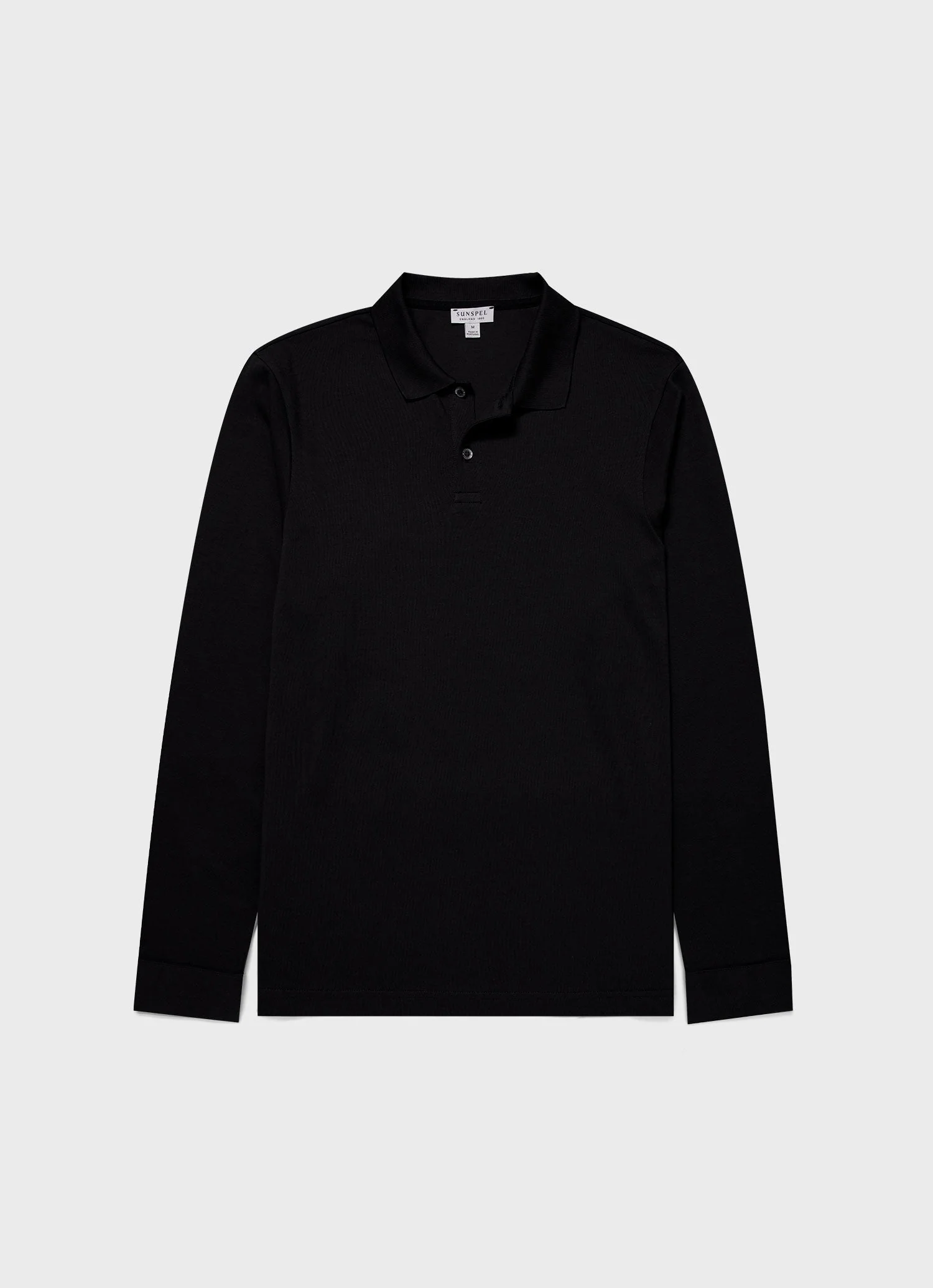 Men's Long Sleeve Waffle Polo Shirt in Black