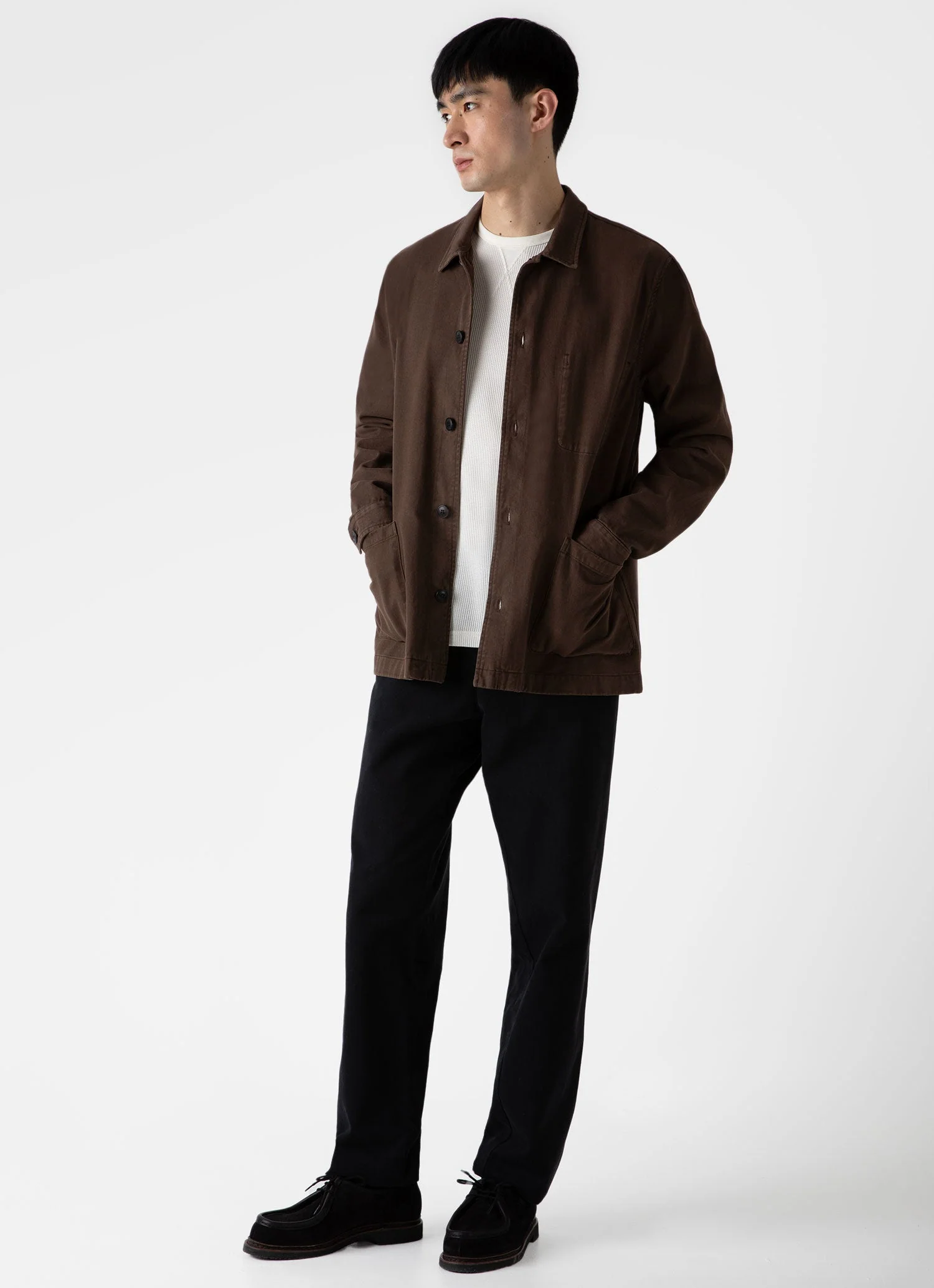 Men's Long Sleeve Waffle T-shirt in Ecru - Image 3