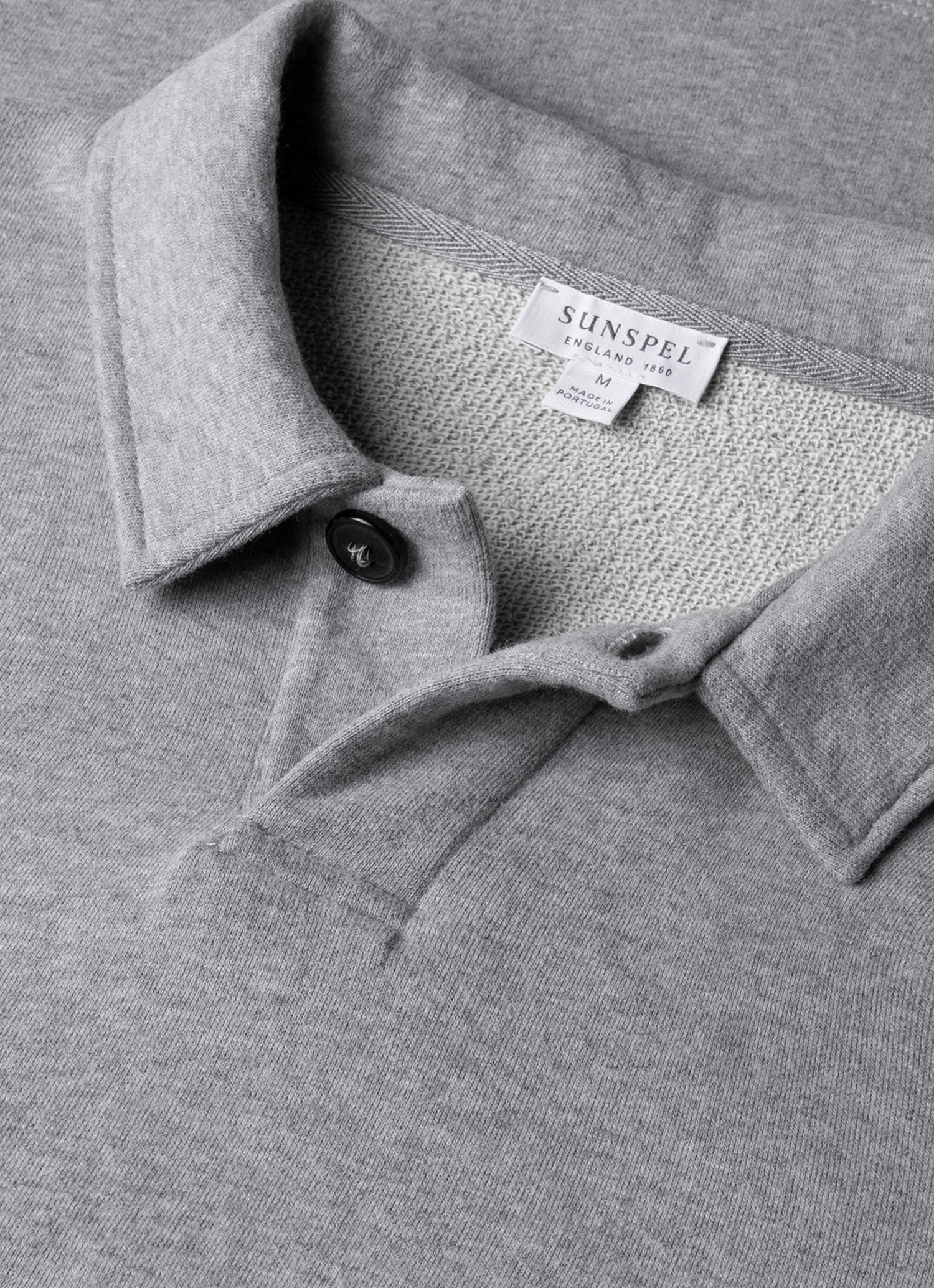 Men's Loopback Polo Sweatshirt in Grey Melange - Image 4
