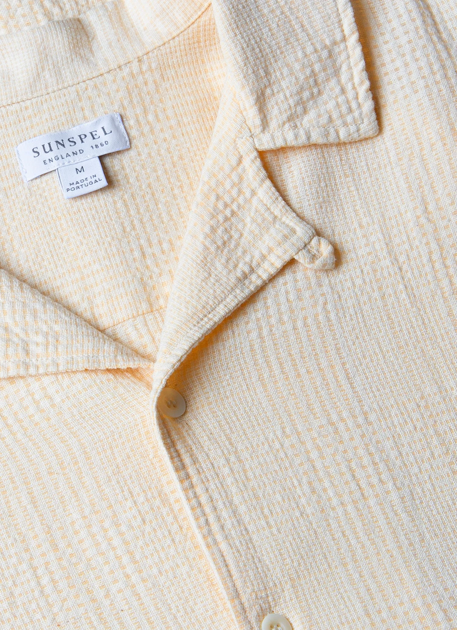 Men's Loose Weave Check Camp Collar Shirt in Ecru - Image 4