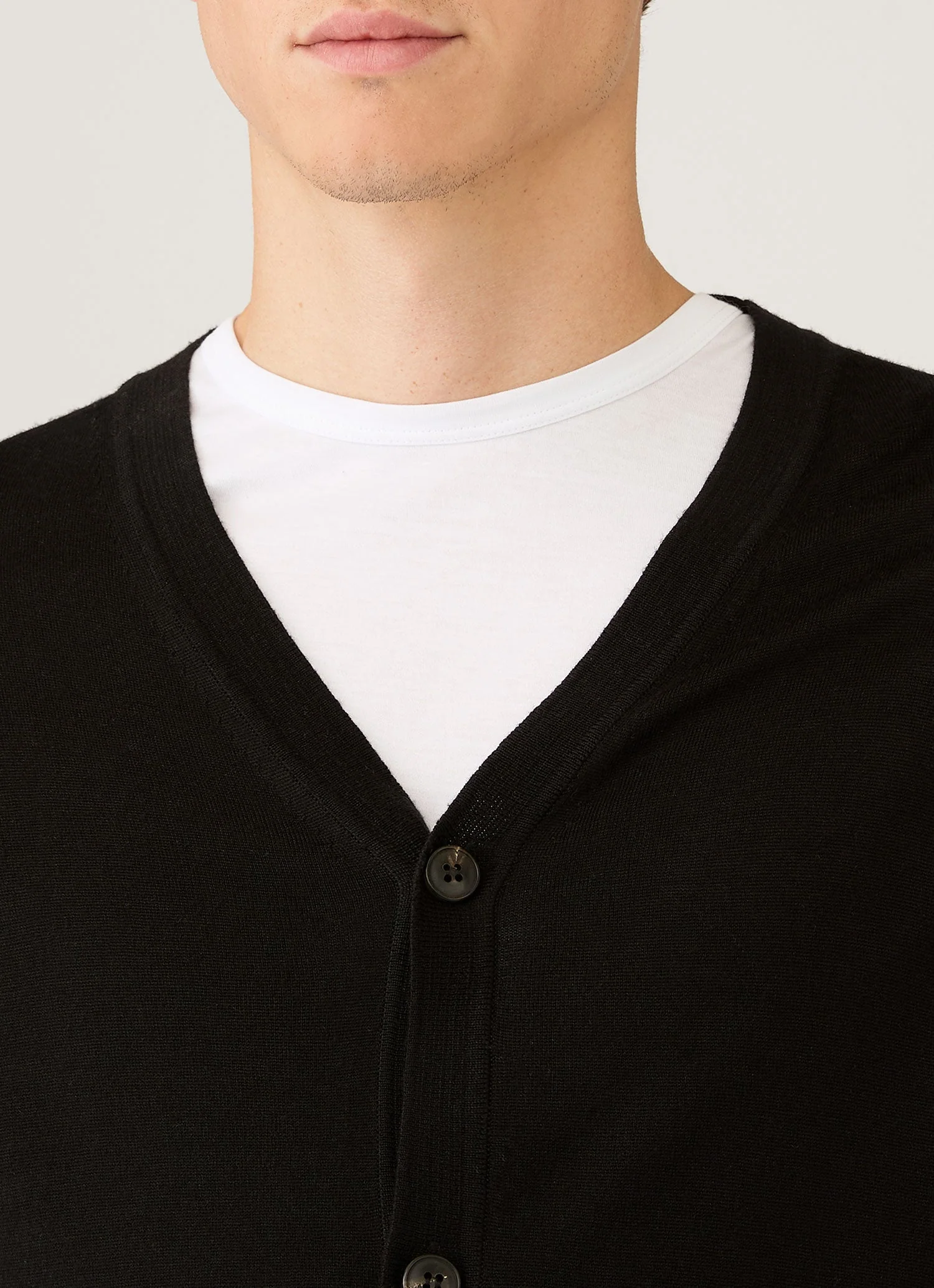 Men's Extra-Fine Merino Cardigan in Black - Image 6