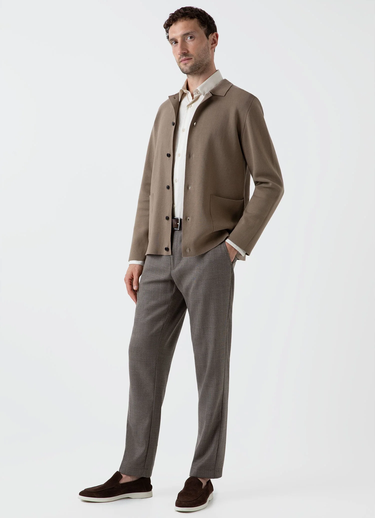 Men's Milano Knit Jacket in Dark Stone - Image 3