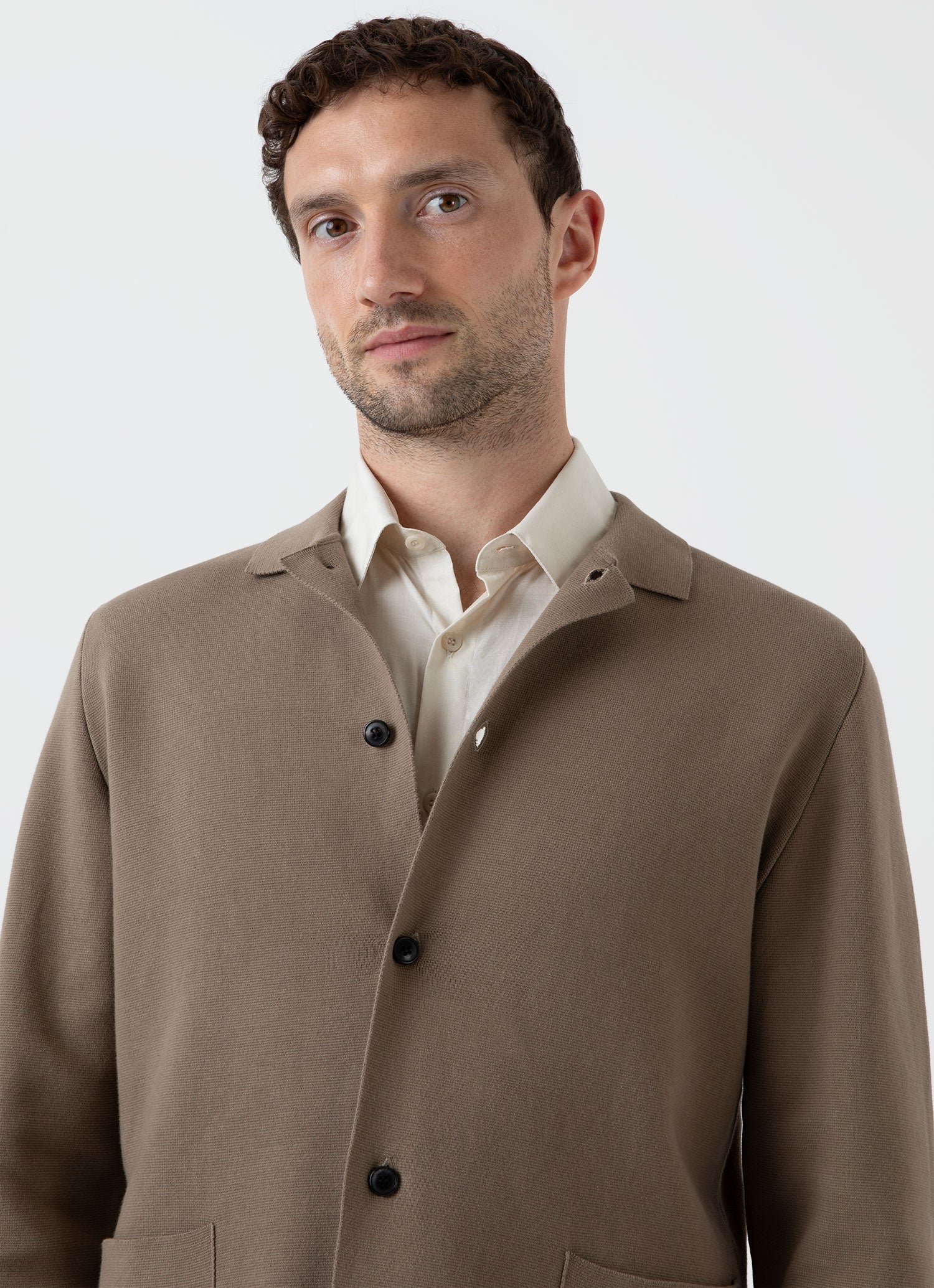 Men's Milano Knit Jacket in Dark Stone - Image 6