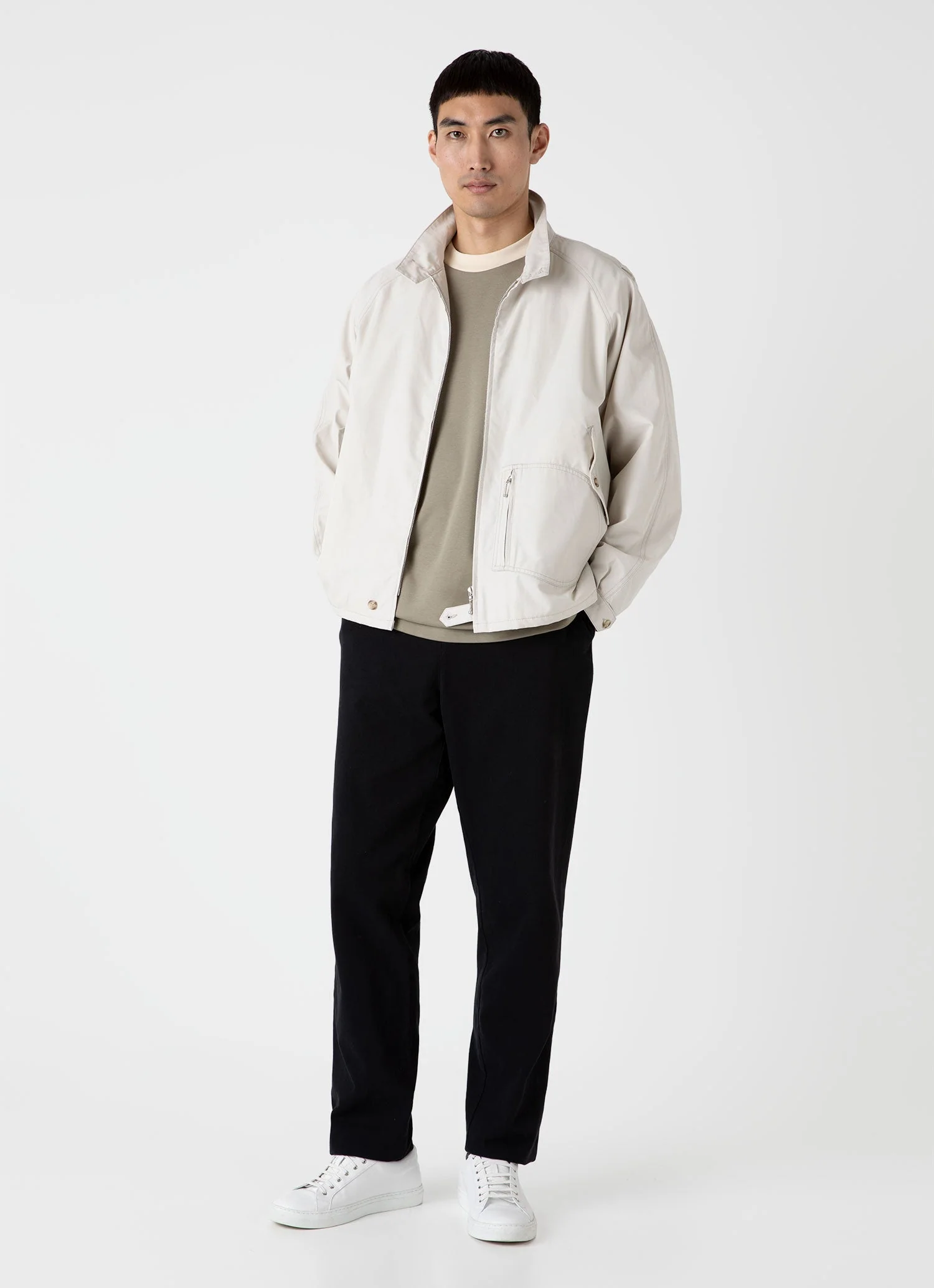 Men's Sunspel x Nigel Cabourn Carbon Brushed T-shirt in Earth - Image 3