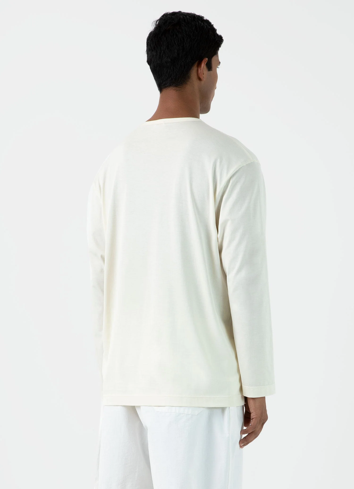 Men's Sunspel x Nigel Cabourn Long Sleeve T-shirt in Stone White - Image 5