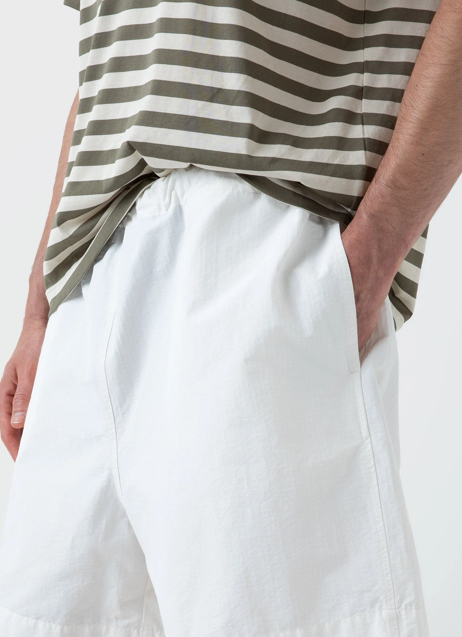 Men's Sunspel x Nigel Cabourn Ripstop Army Short in Off White - Image 6