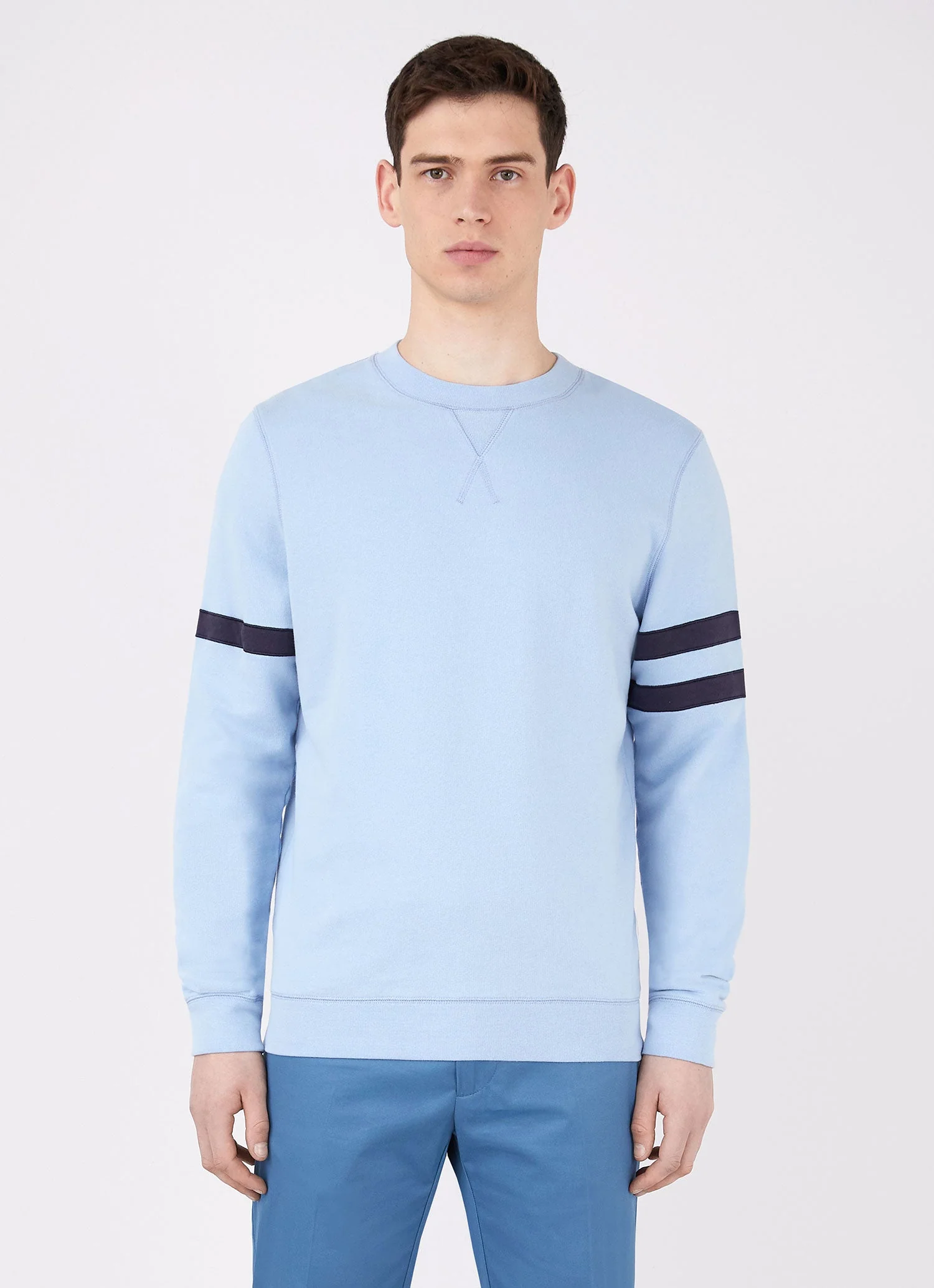 Men's Paul Weller College Sweatshirt in Cambridge Blue - Image 3